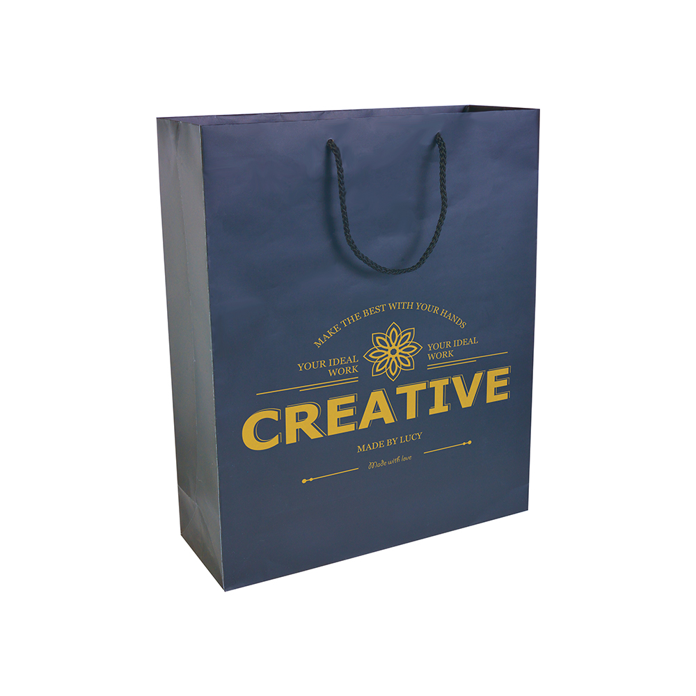Bolsa de papel laminado mate 35x26x11 cm, Azul, , , ,