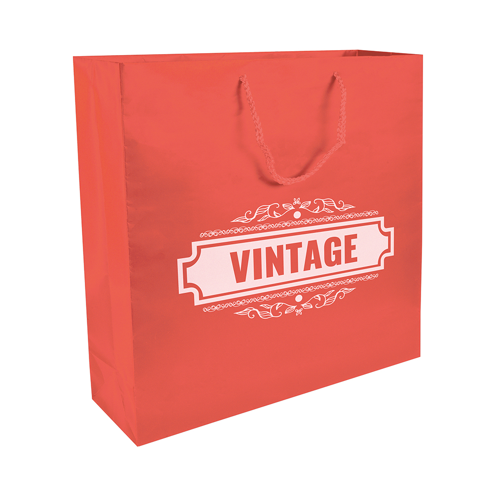 Bolsa de papel laminado mate, asas y base reforzada  45x49x15 cm, Rojo, , , ,