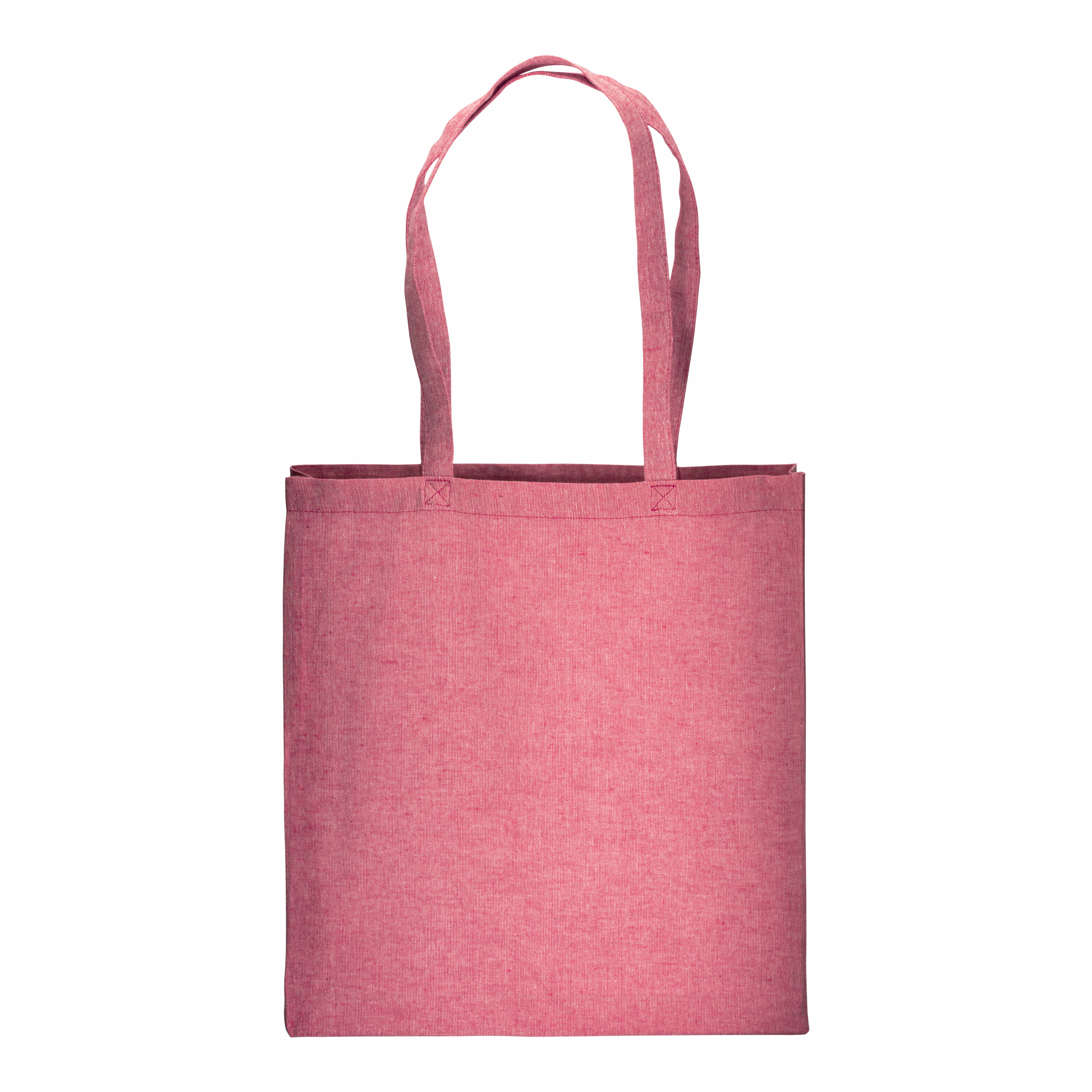 Bolsa de algodón reciclado efecto melange, asas largas y fuelles, Rosado, , , 150 GR/M2,