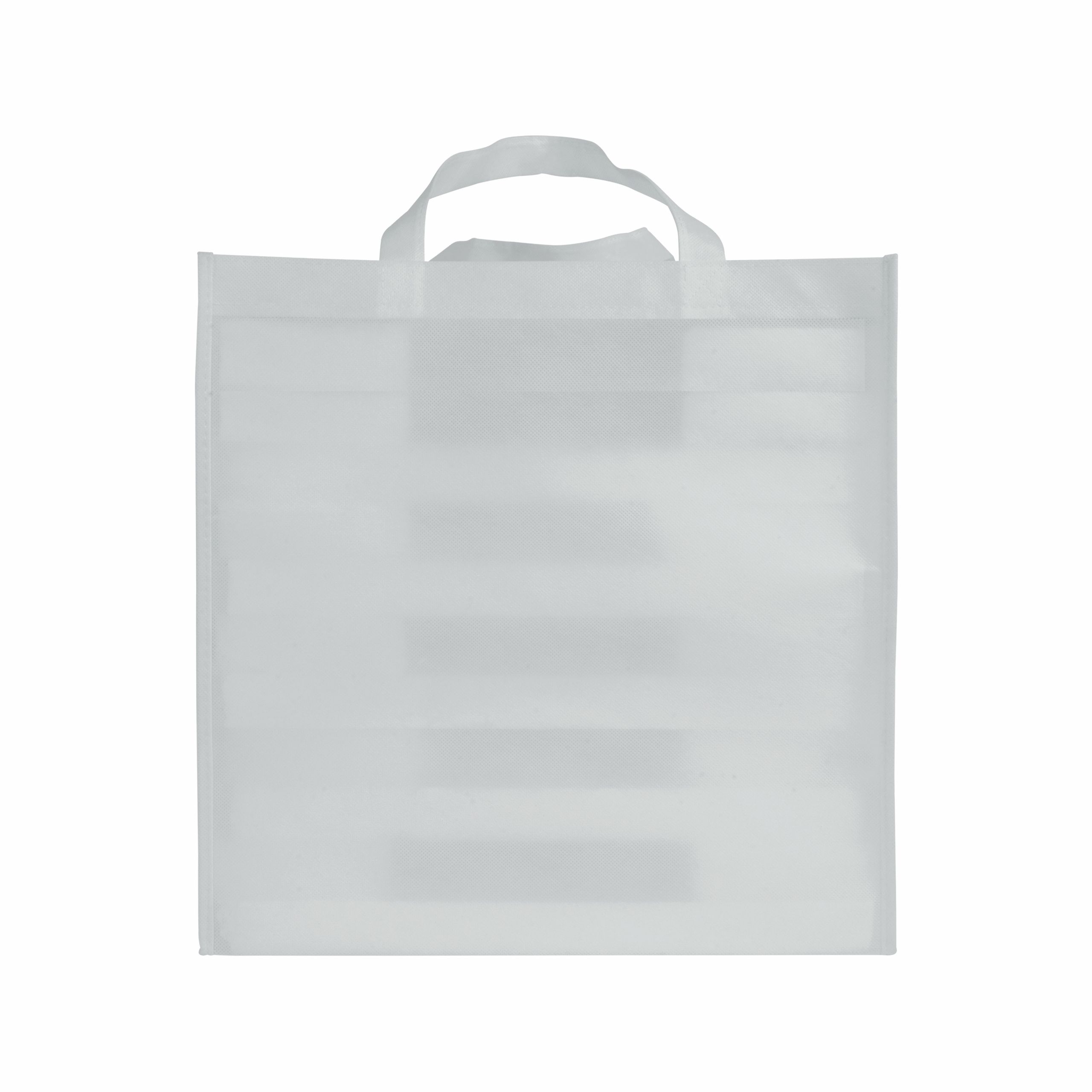 Bolsa shopper de tejido sin tejer 100 g/m2 con asas largas y fuelle, Blanco, , , 80 G/M2,