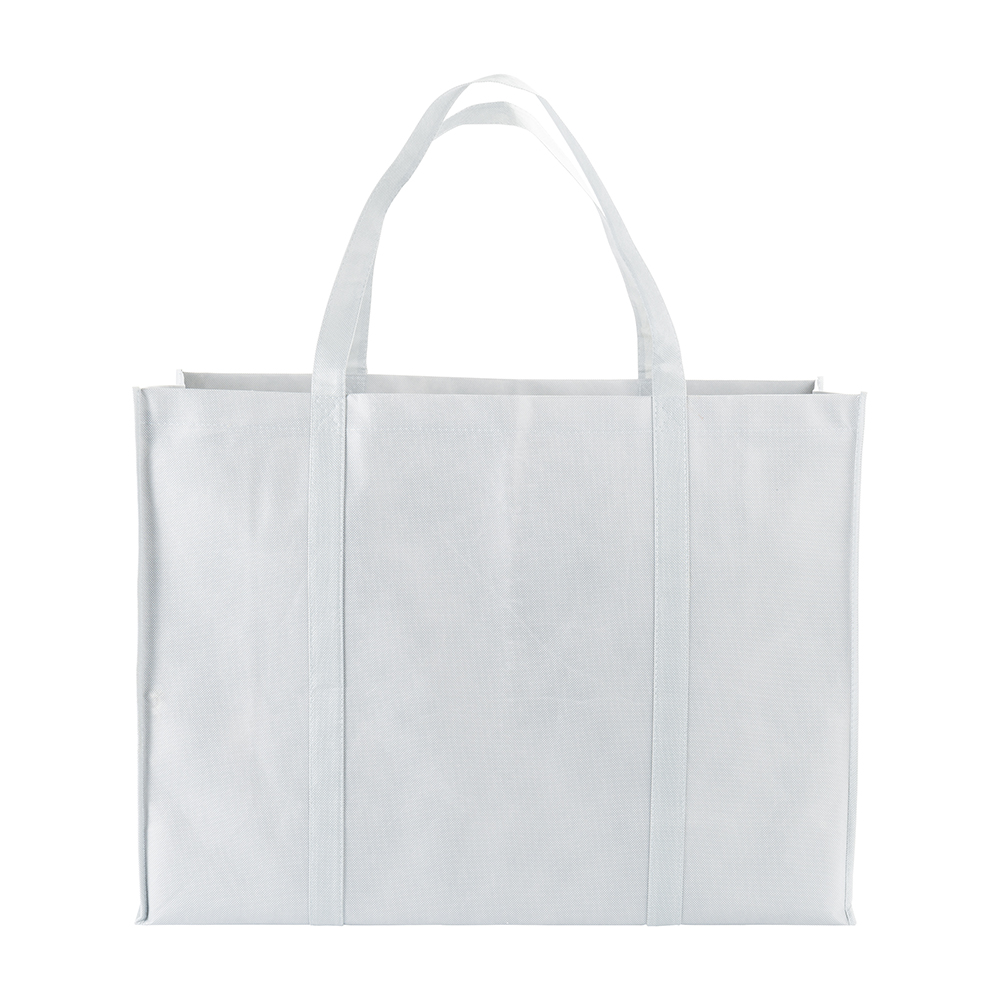 Bolsa shopper de tejido sin tejer 100 g/m2 con asas largas y fuelle, Blanco, , , ,