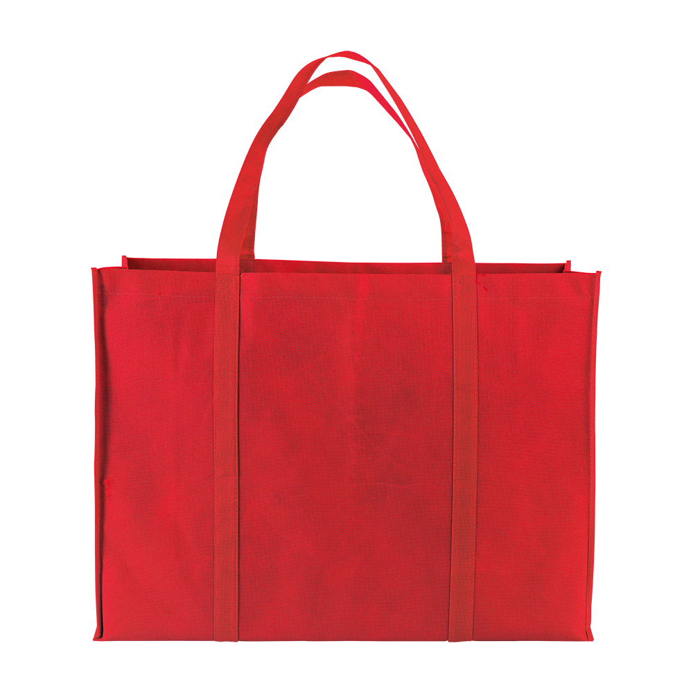 Bolsa shopper de tejido sin tejer 100 g/m2 con asas largas y fuelle, Rojo, , , ,