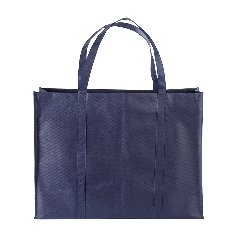 Bolsa shopper de tejido sin tejer 100 g/m2 con asas largas y fuelle, Azul, , , ,