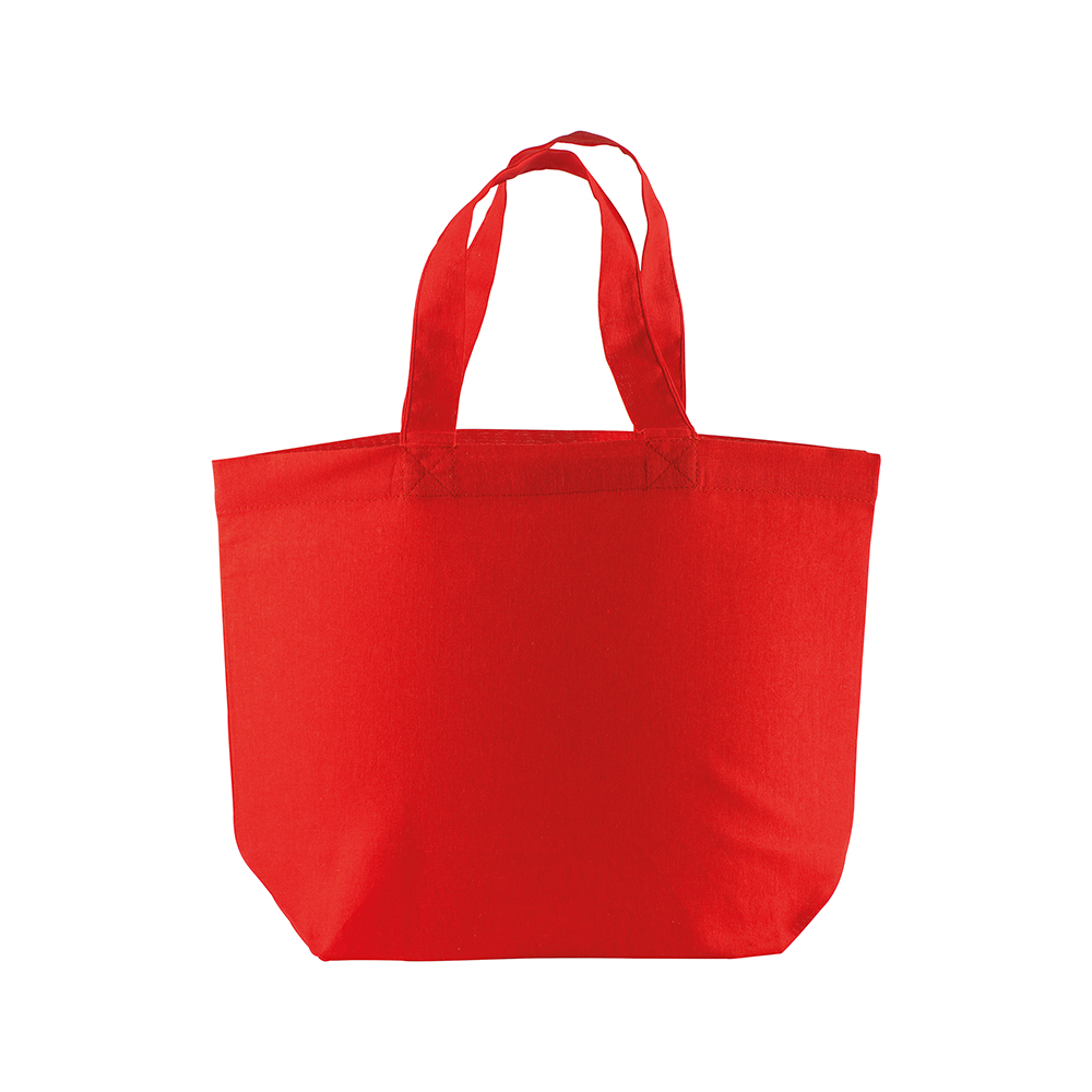 Bolsa de la compra de algodón de 120 g/m2, con asas cortas y fuelle, Rojo, , , ,