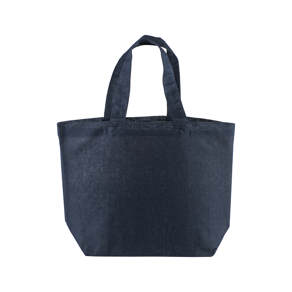 Bolsa de la compra de algodón de 120 g/m2, con asas cortas y fuelle, Azul, , , ,