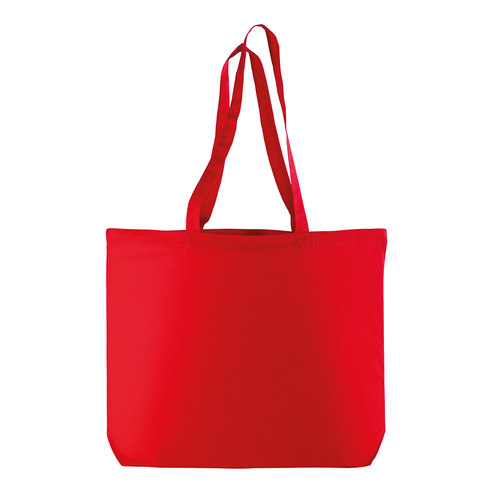 Bolsa de compras de algodón con asas largas y fuelle, Rojo, , , ,