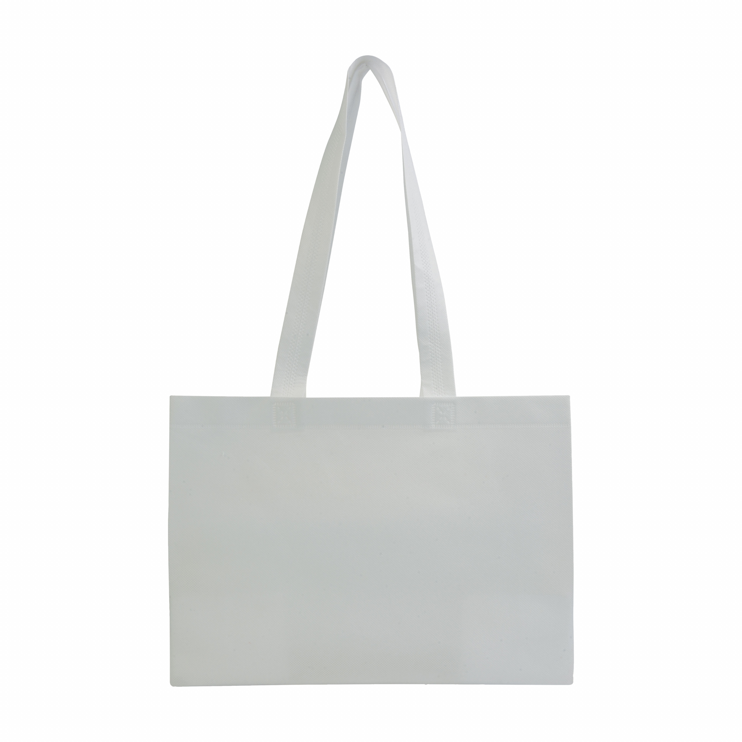 Bolsa shopper de tejido sin tejer 80 g/m2 con asas largas y fuelle, Blanco, , , ,