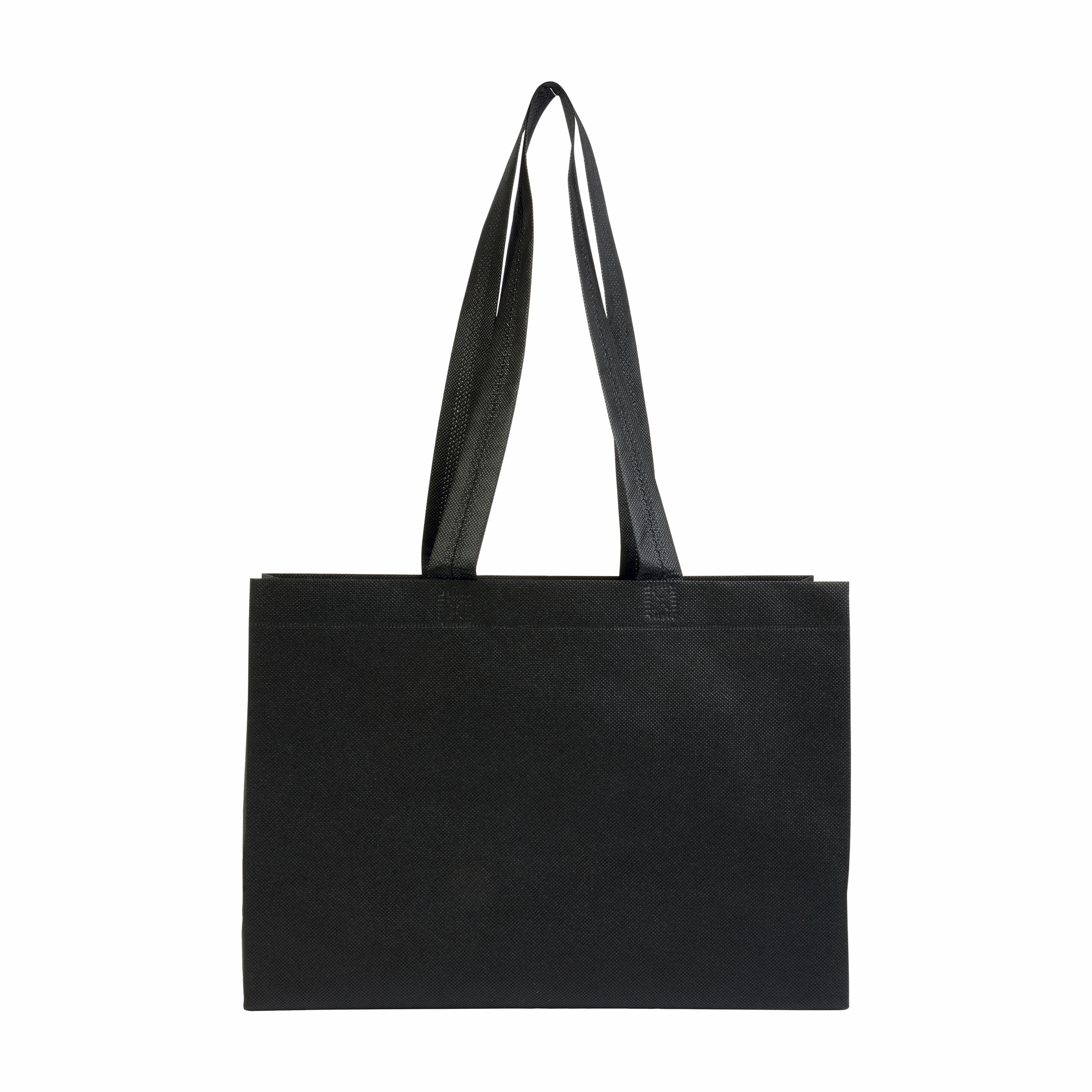 Bolsa shopper de tejido sin tejer 80 g/m2 con asas largas y fuelle, Negro, , , ,