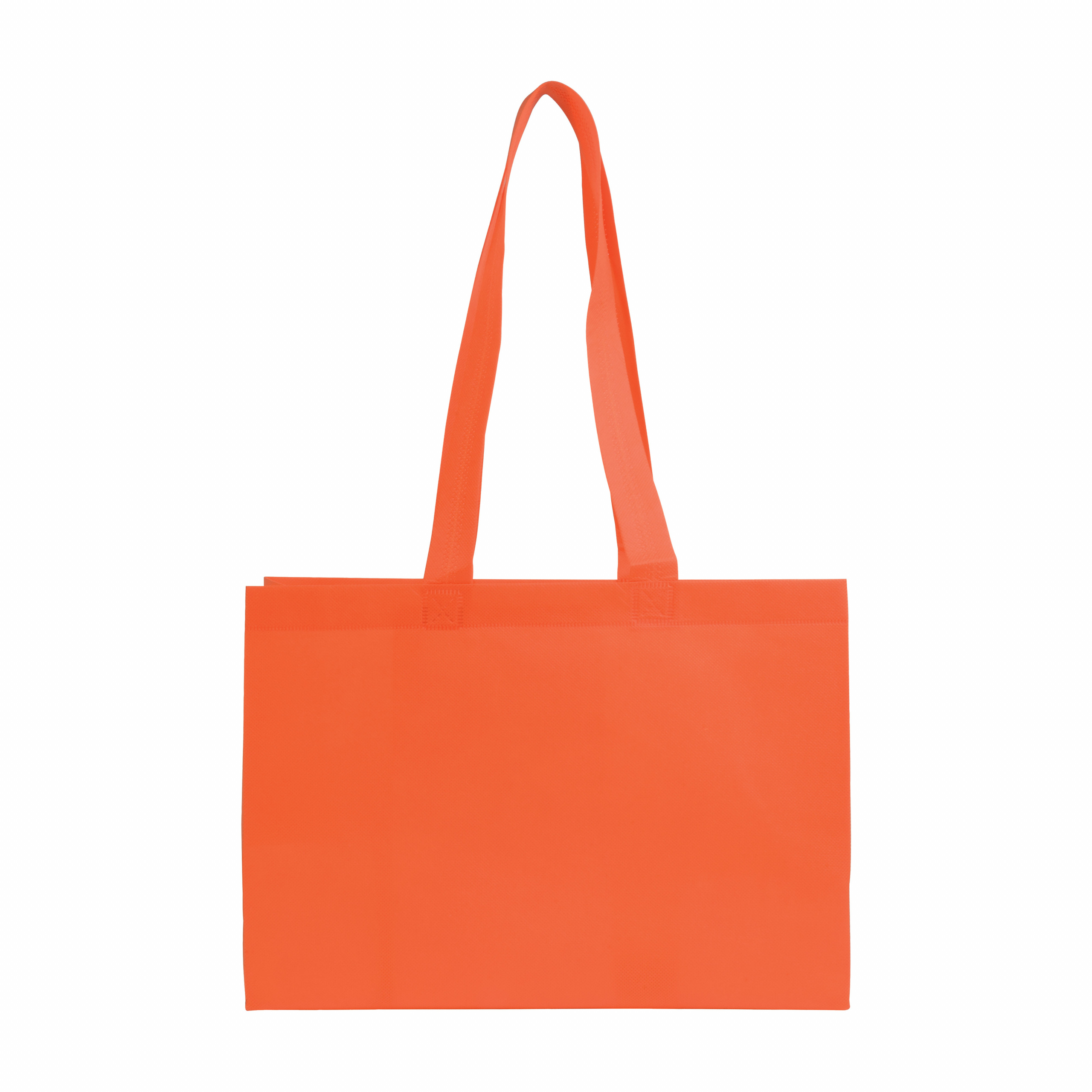 Bolsa shopper de tejido sin tejer 80 g/m2 con asas largas y fuelle, Naranja, , , ,