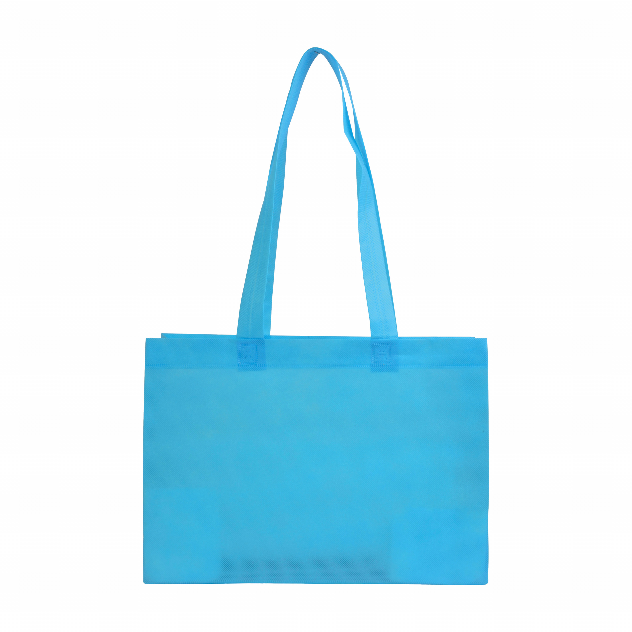 Bolsa shopper de tejido sin tejer 80 g/m2 con asas largas y fuelle, Celeste, , , ,