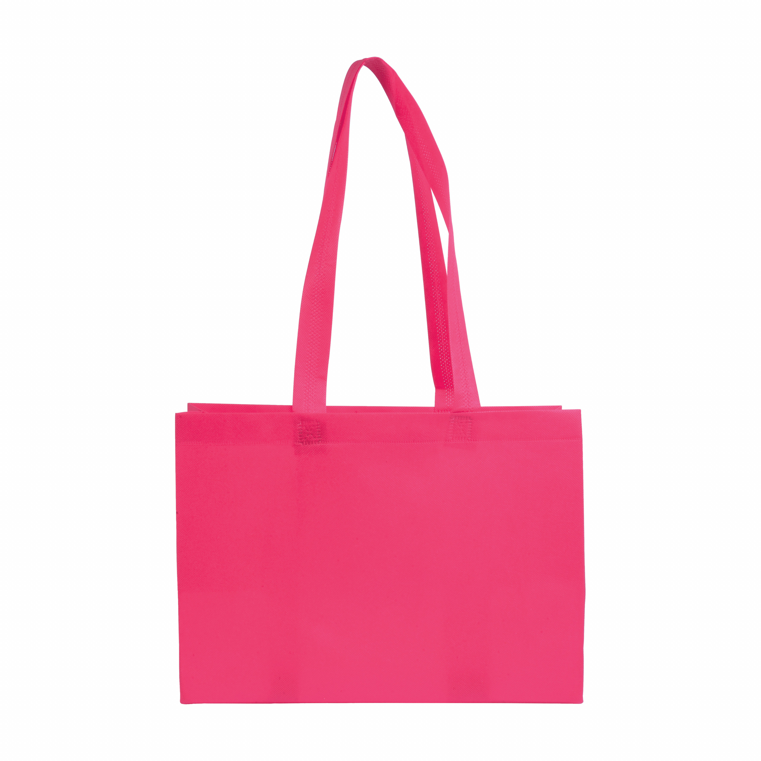 Bolsa shopper de tejido sin tejer 80 g/m2 con asas largas y fuelle, Fucsia, , , ,