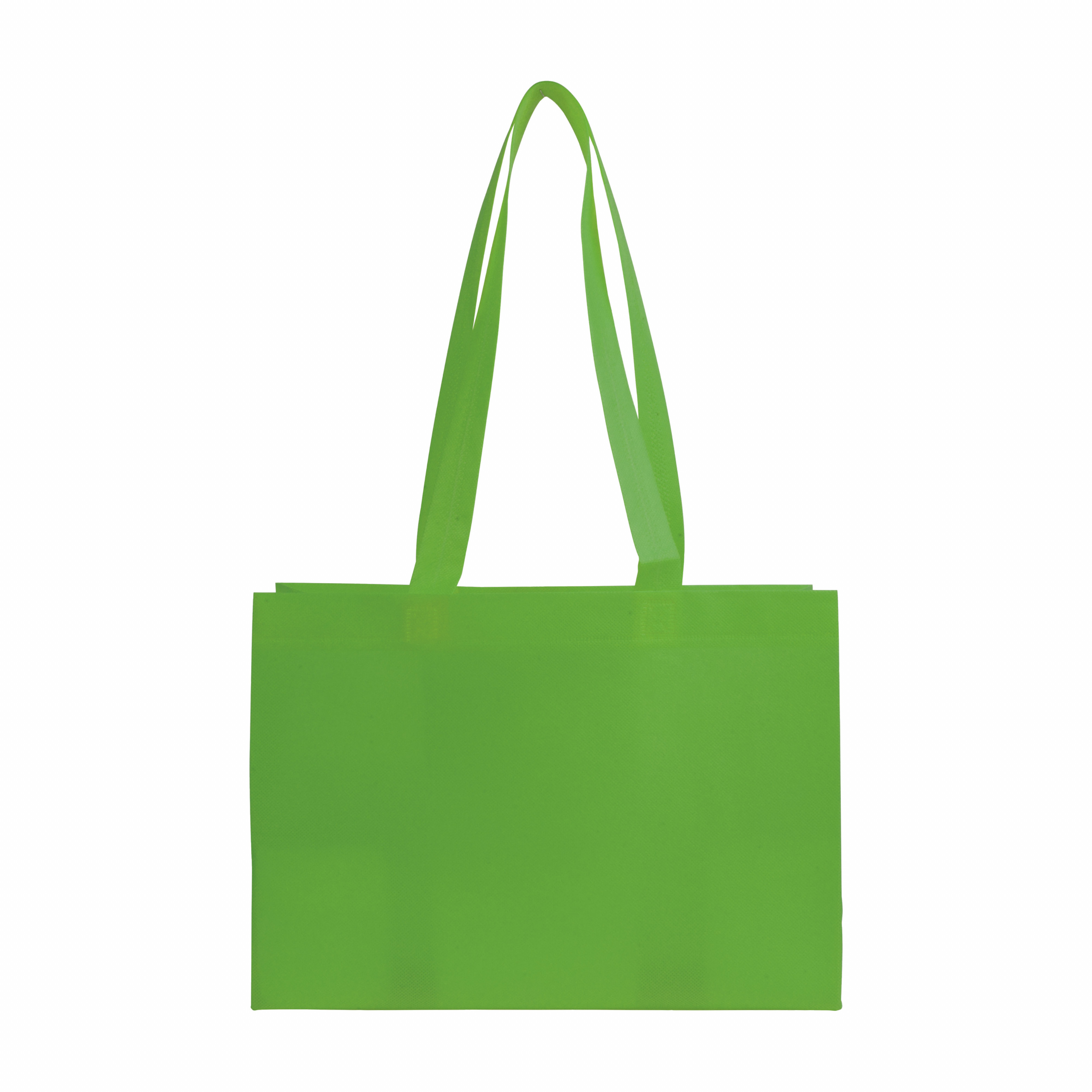 Bolsa shopper de tejido sin tejer 80 g/m2 con asas largas y fuelle, Verde metz, , , ,