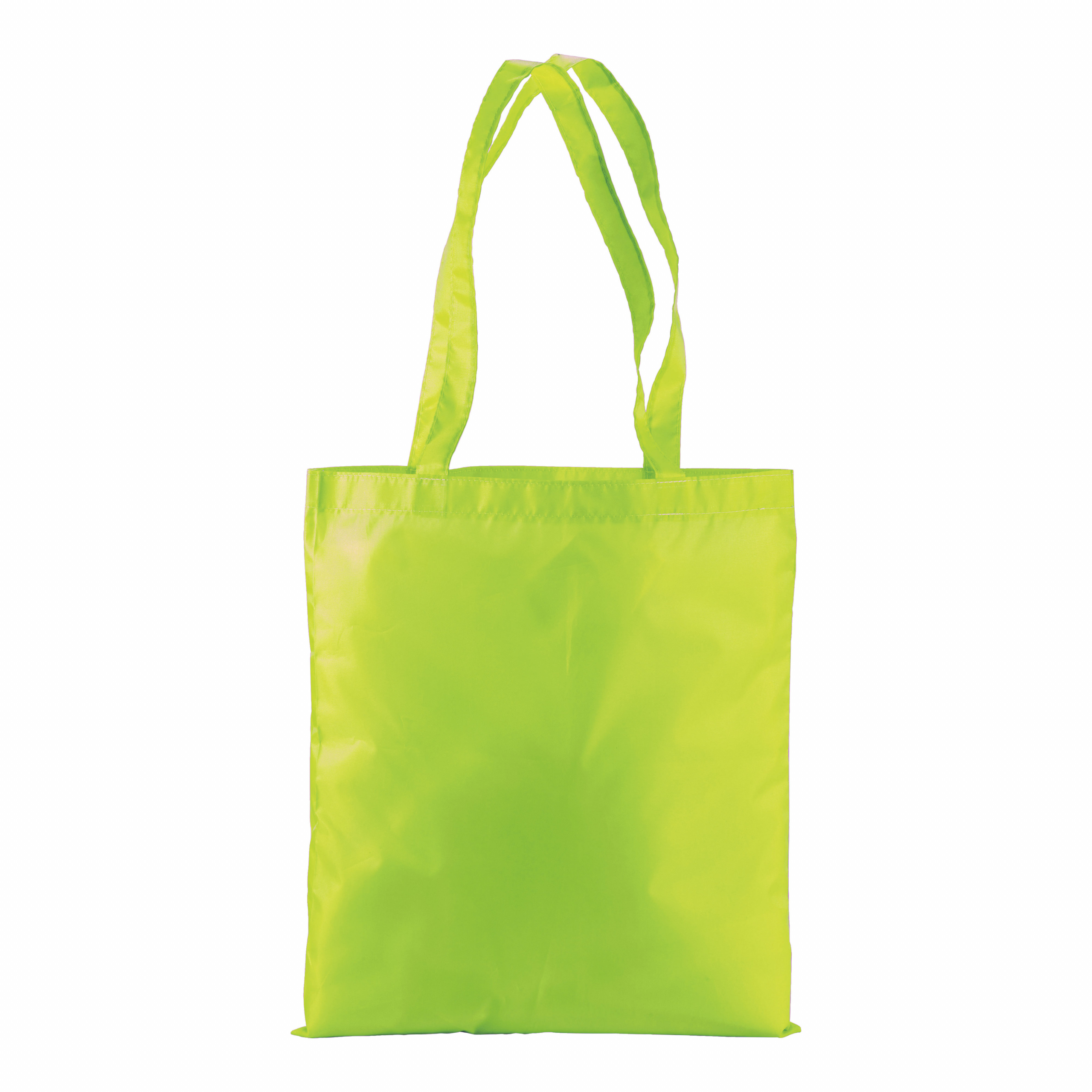 Bolsa shopper fluo de polyester con asas largas, Amarillo, , , ,