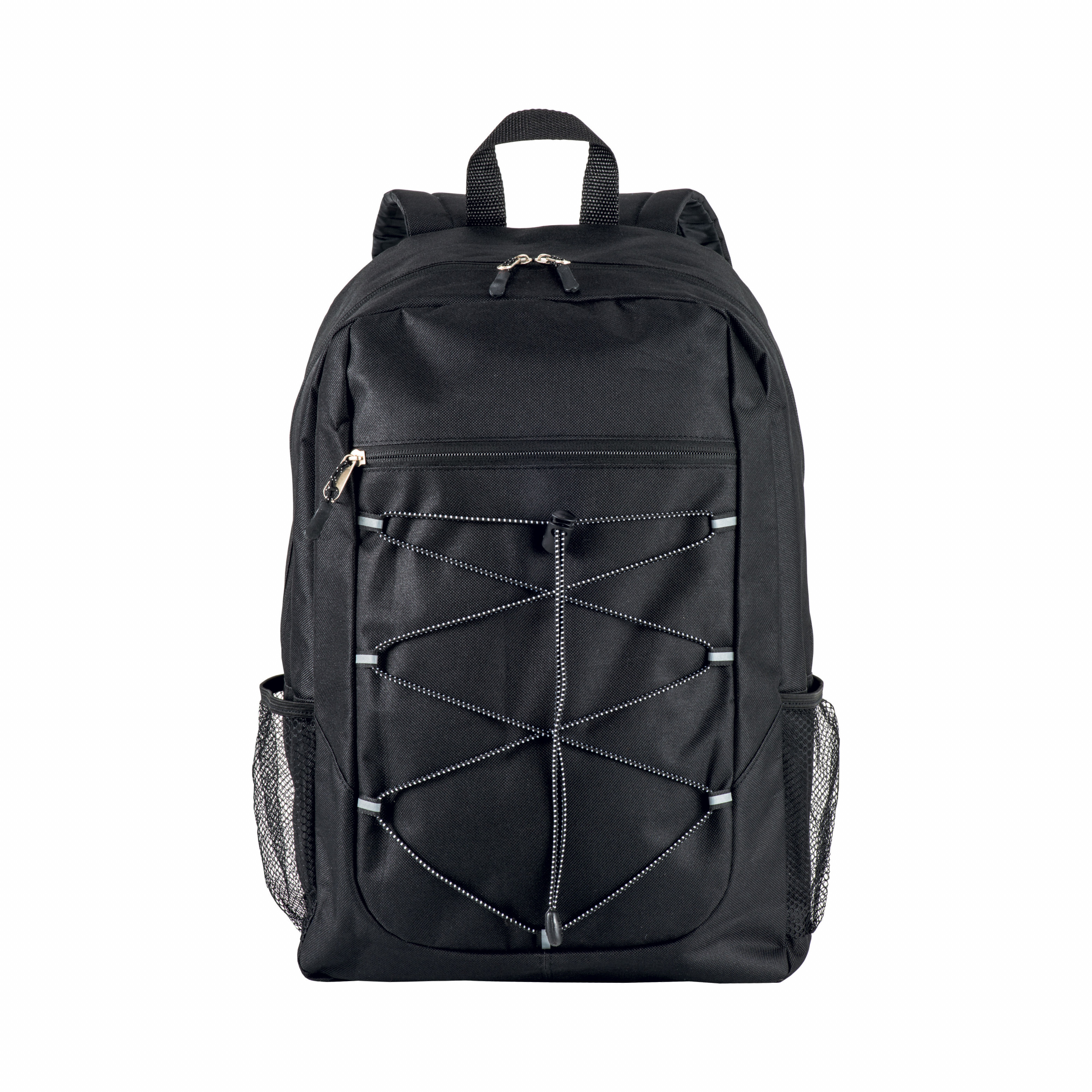Mochila de poliéster 600D con espalda acolchada y espalda elástica, Negro, , , ,