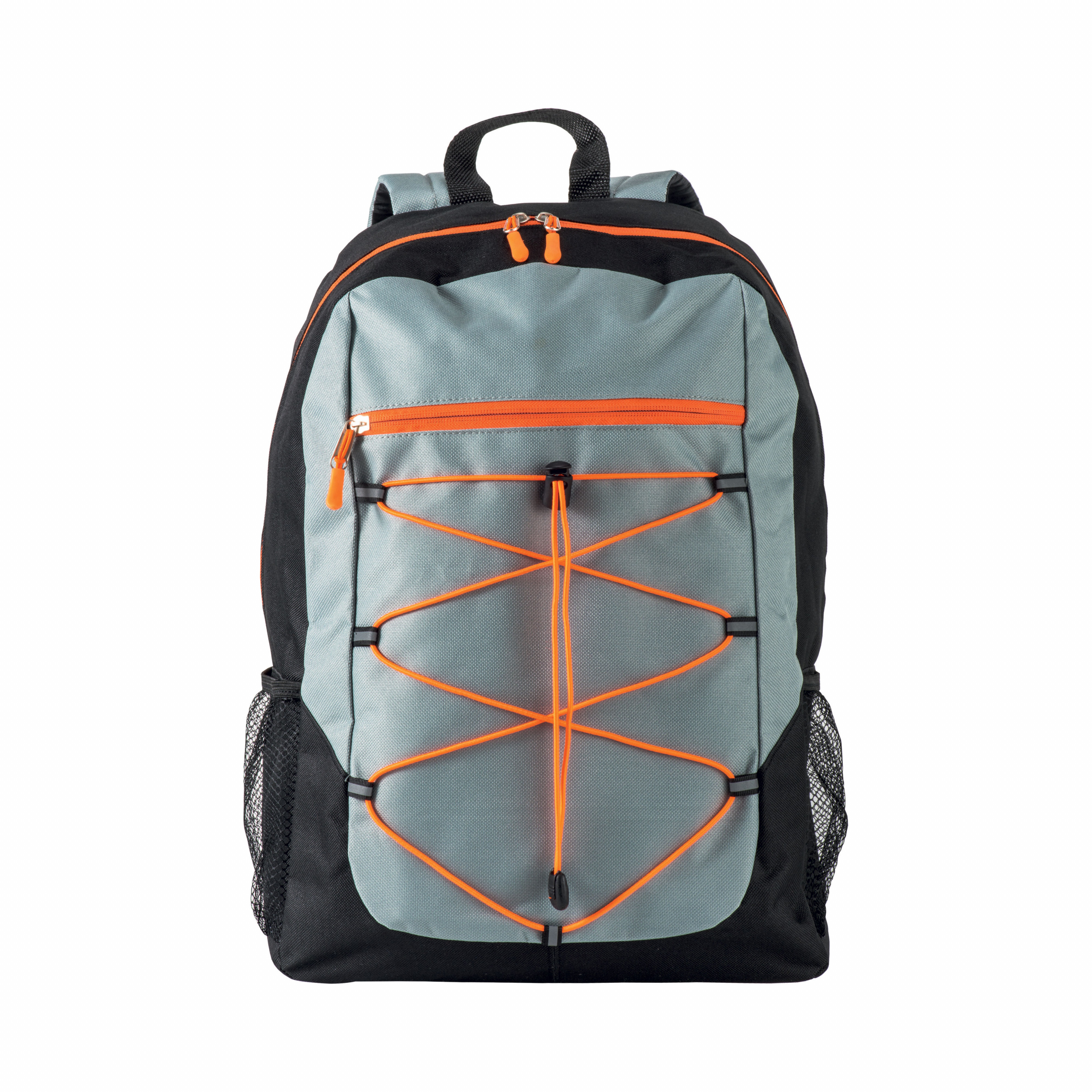 Mochila de poliéster 600D con espalda acolchada y espalda elástica, Gris/negro, , , ,