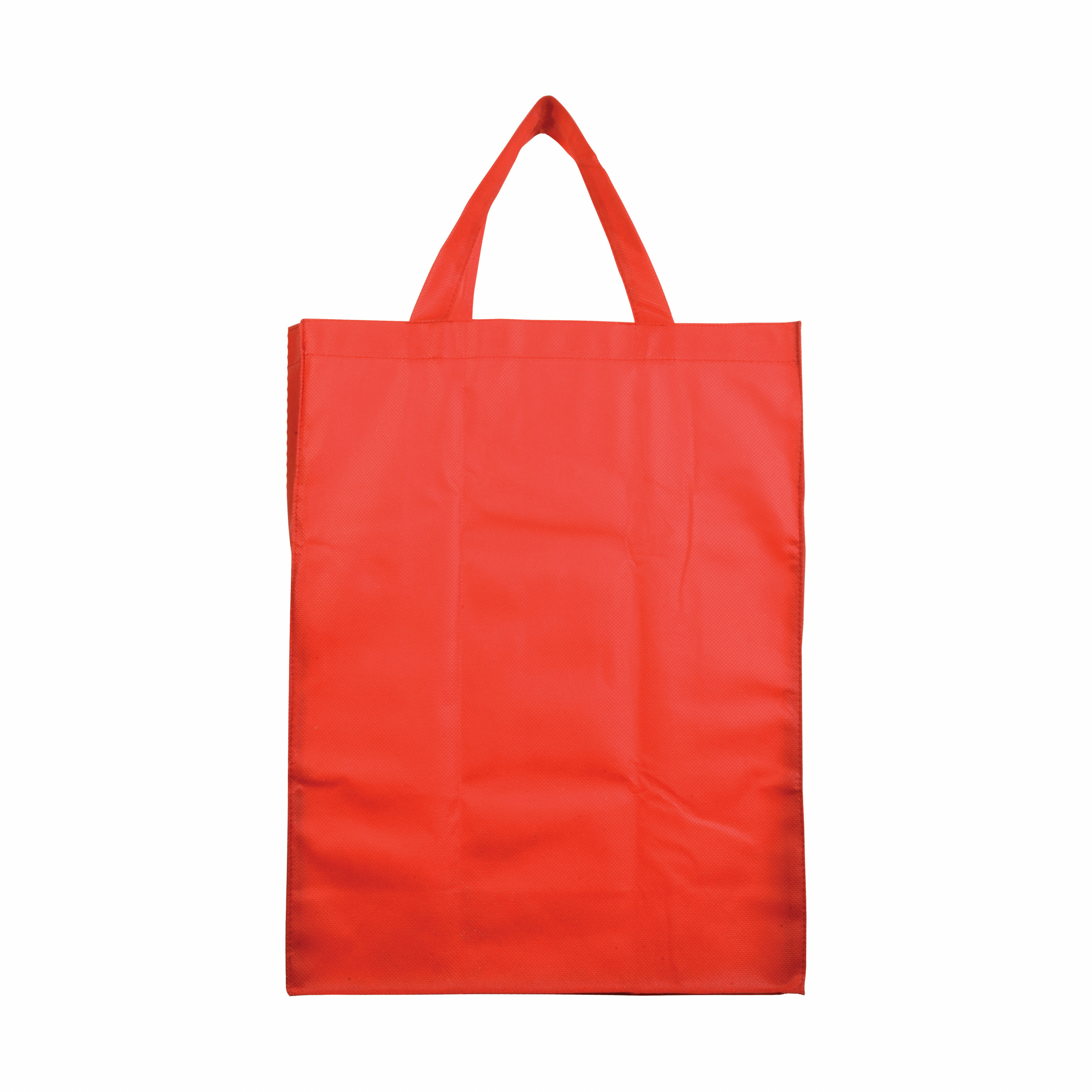 Bolsa plegable de tejido sin tejer cocido, asas cortas y fuelle, Rojo, , , 80 G/M2,