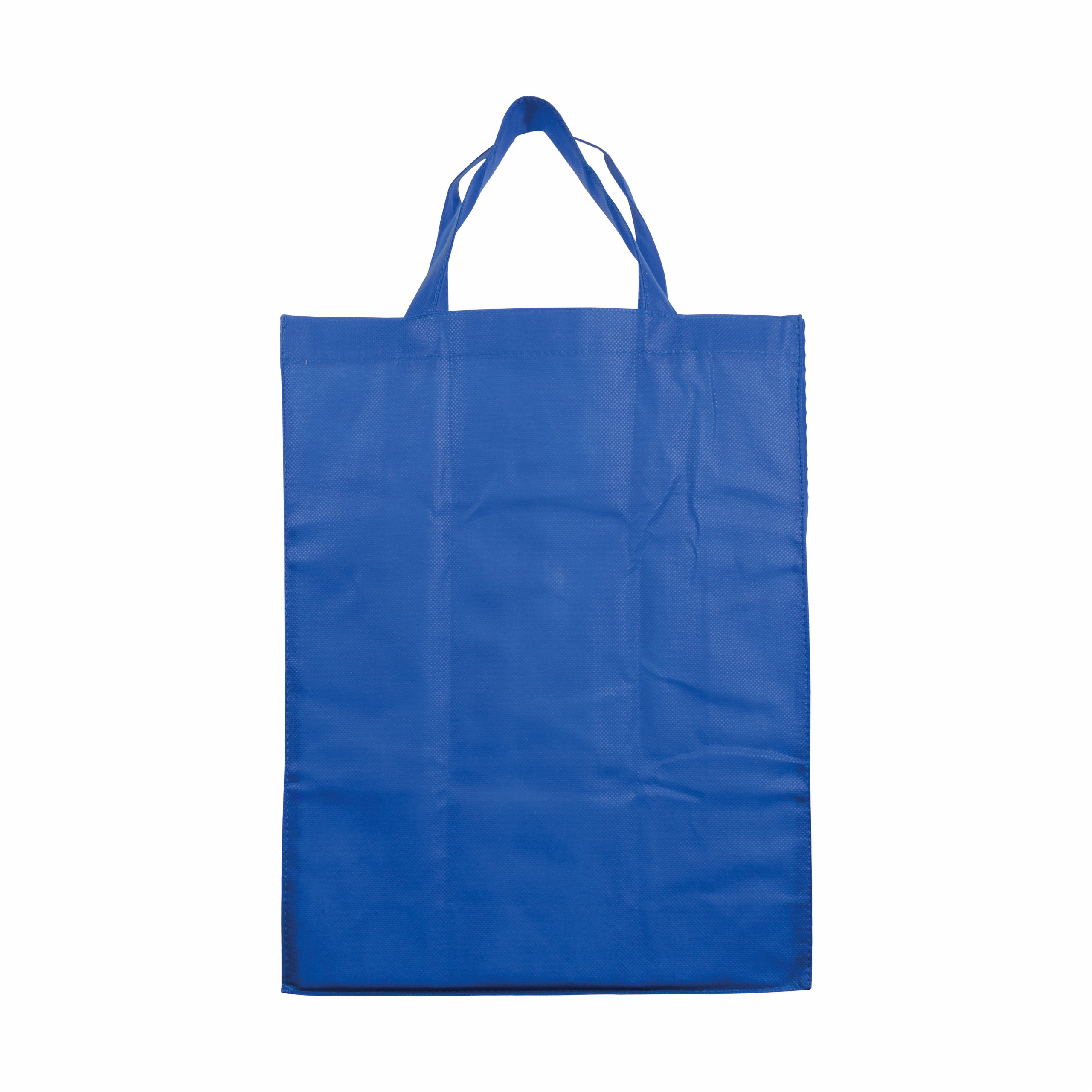 Bolsa plegable de tejido sin tejer cocido, asas cortas y fuelle, Royal, , , 80 G/M2,