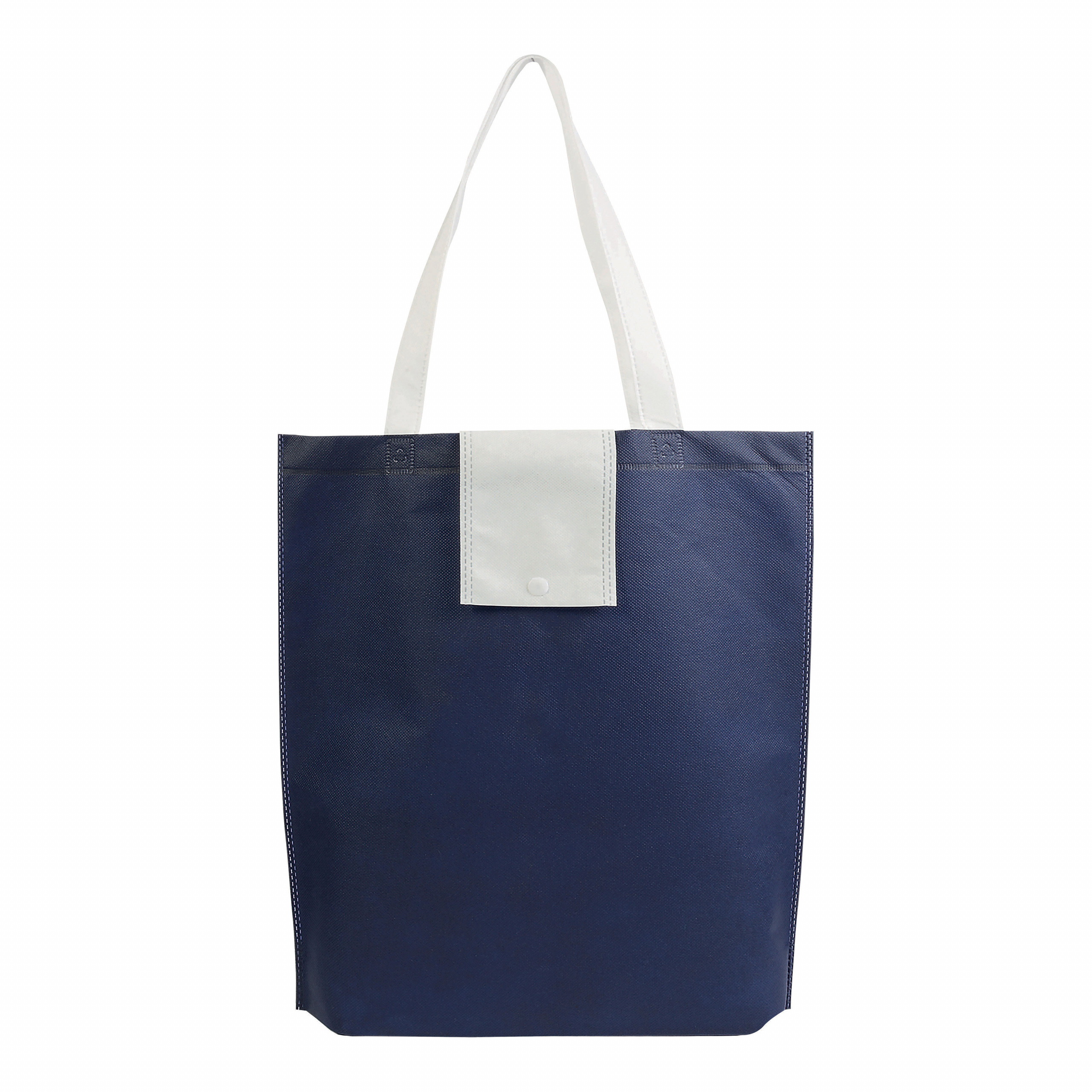 Shopper plegable en TNT 80g / m2 termosellada, asas cortas, Azul, , , 80 GSM,