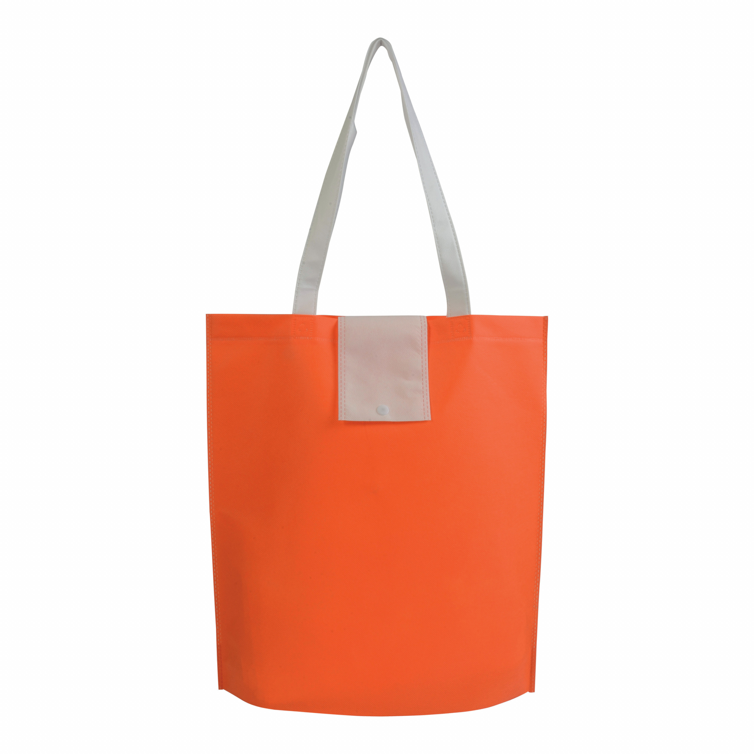 Shopper plegable en TNT 80g / m2 termosellada, asas cortas, Naranja, , , 80 GSM,
