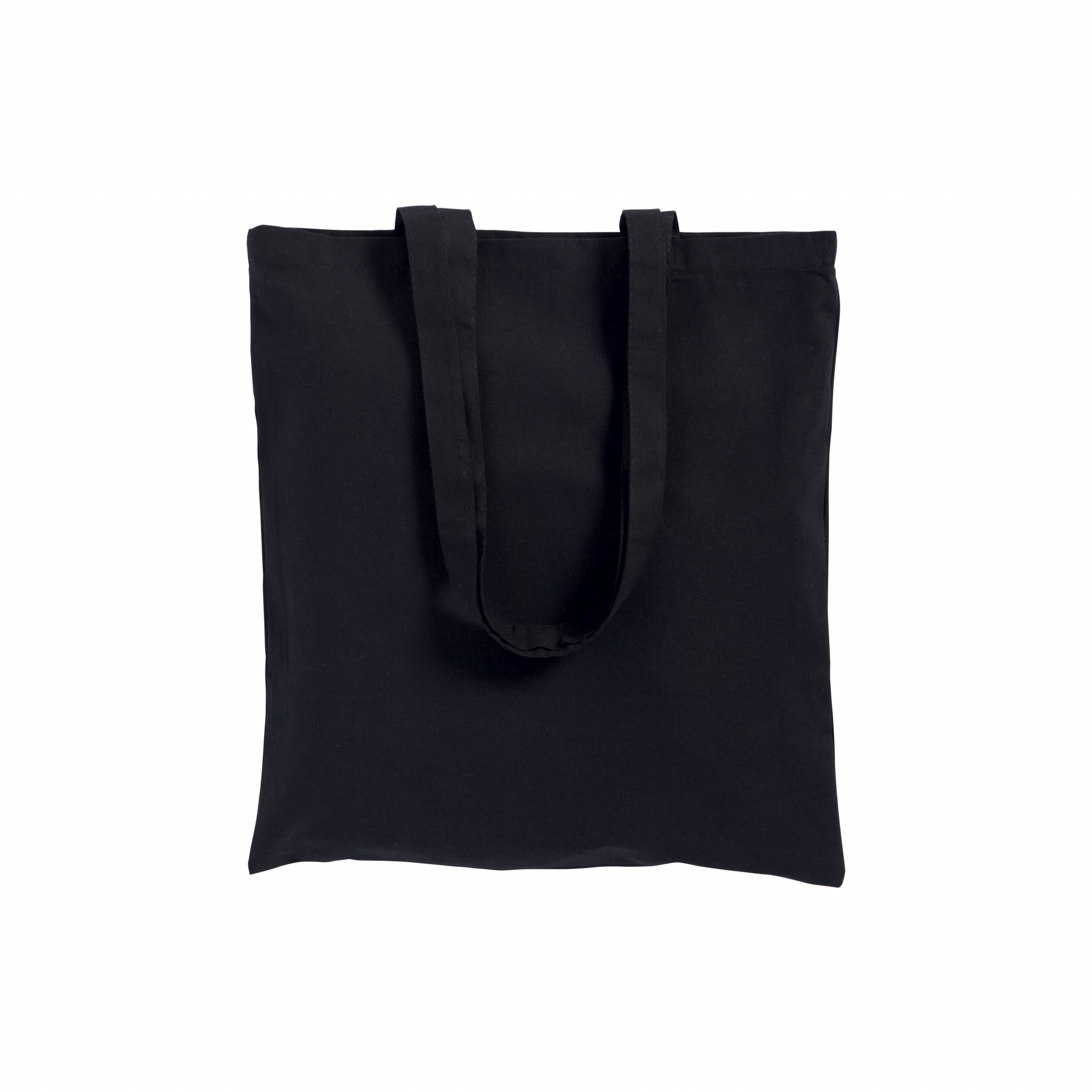 Bolsa de algodón (180 g/m2), asas largas, Negro, , , ,