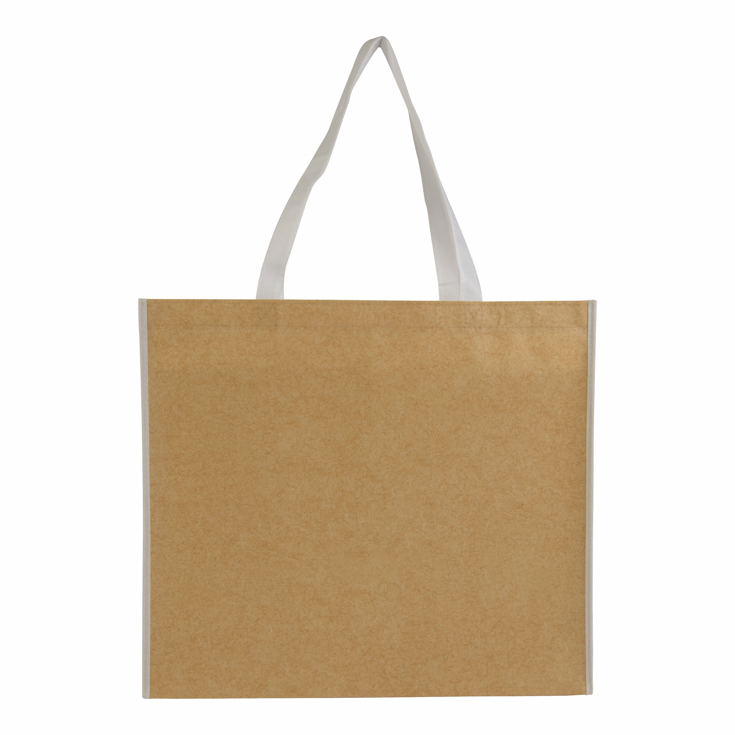 Bolso de la compra no tejido laminado con asas largas de color y refuerzo, Blanco, , , ,