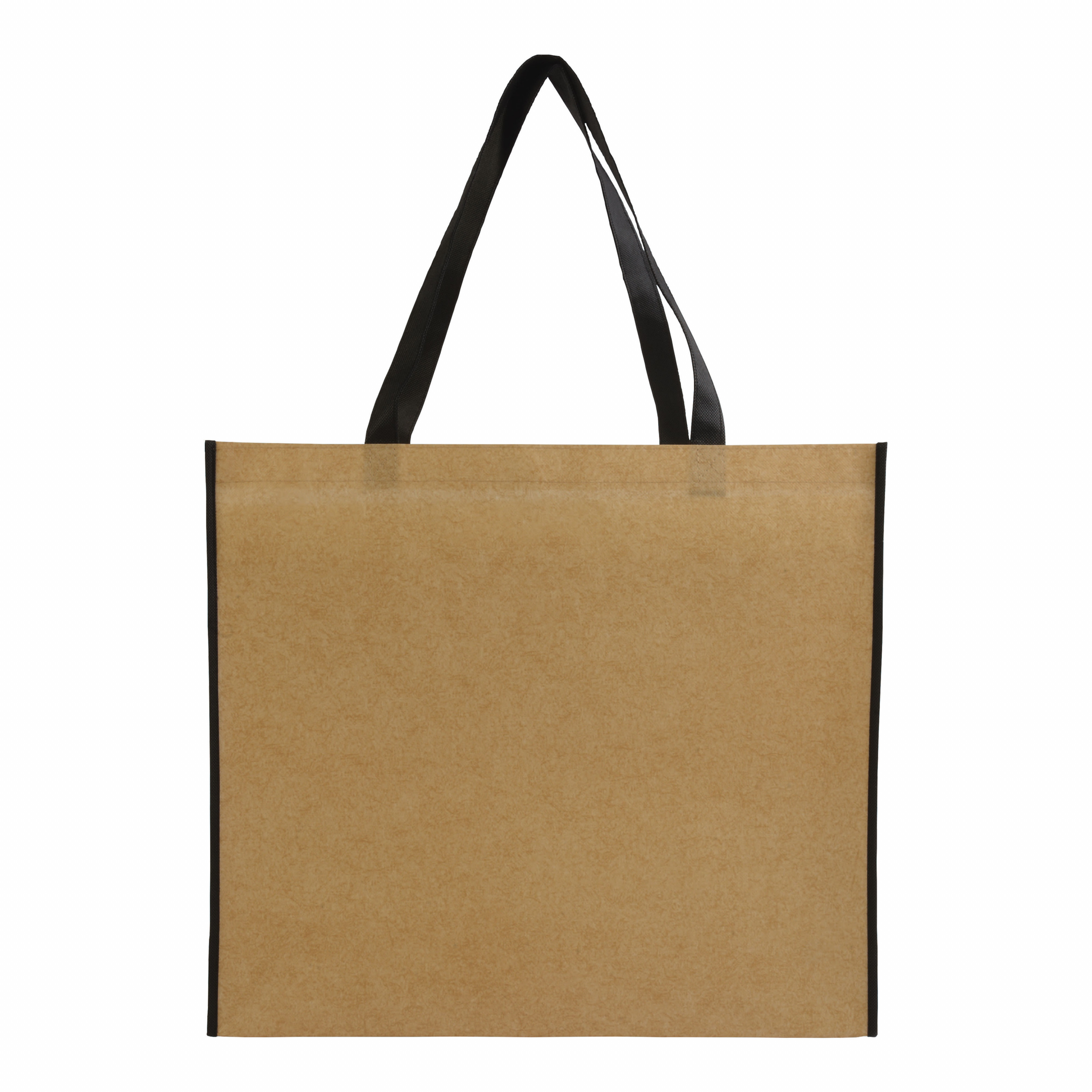 Bolso de la compra no tejido laminado con asas largas de color y refuerzo, Negro, , , ,