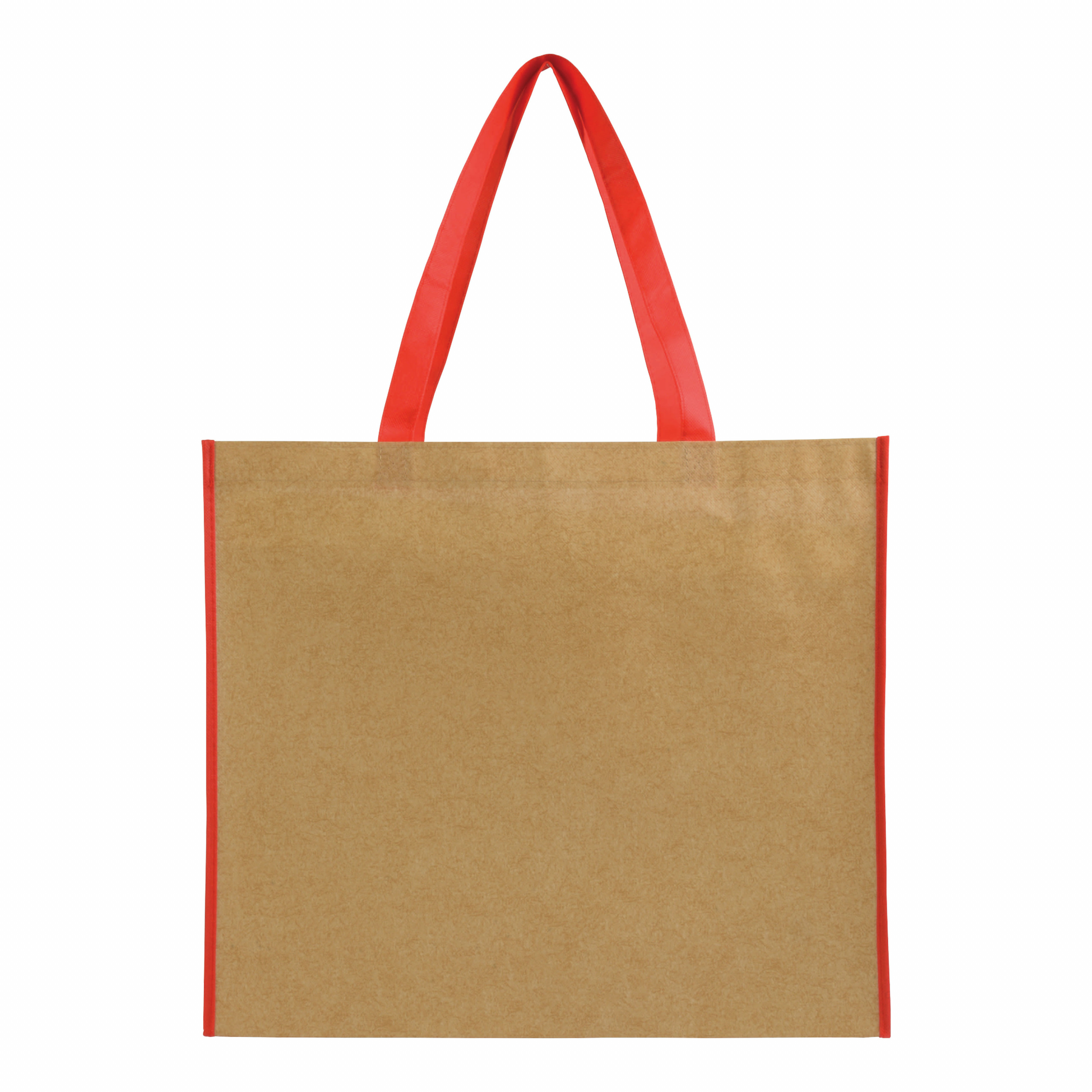 Bolso de la compra no tejido laminado con asas largas de color y refuerzo, Rojo, , , ,