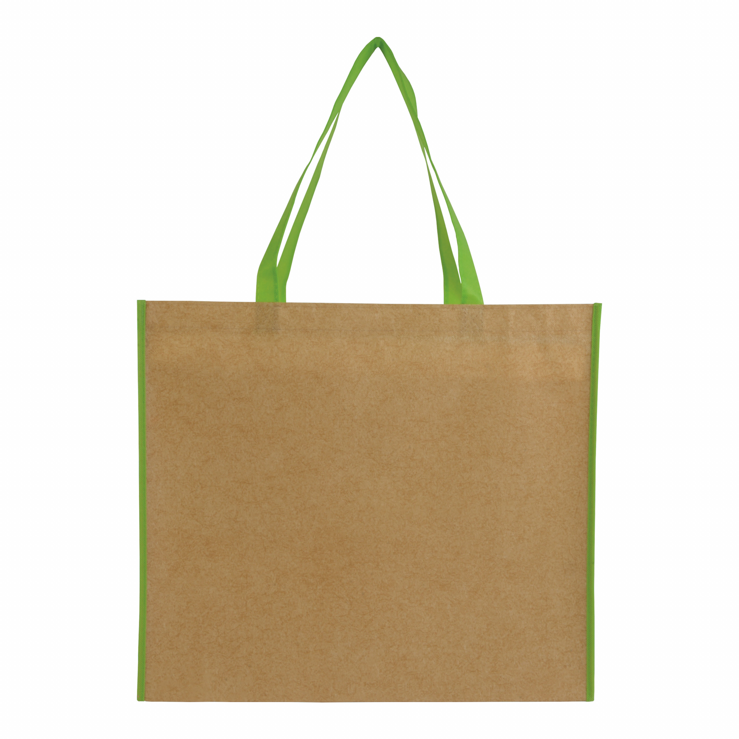 Bolso de la compra no tejido laminado con asas largas de color y refuerzo, Verde, , , ,
