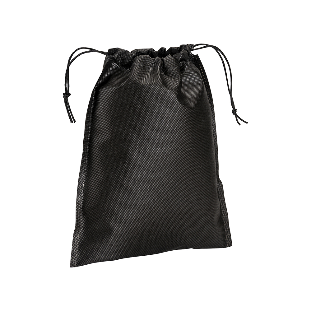 Bolsa en tejido sin tejer 80 g/m2 bolsa con cierre de hilo, 25 x 30 cm, Negro, , , ,