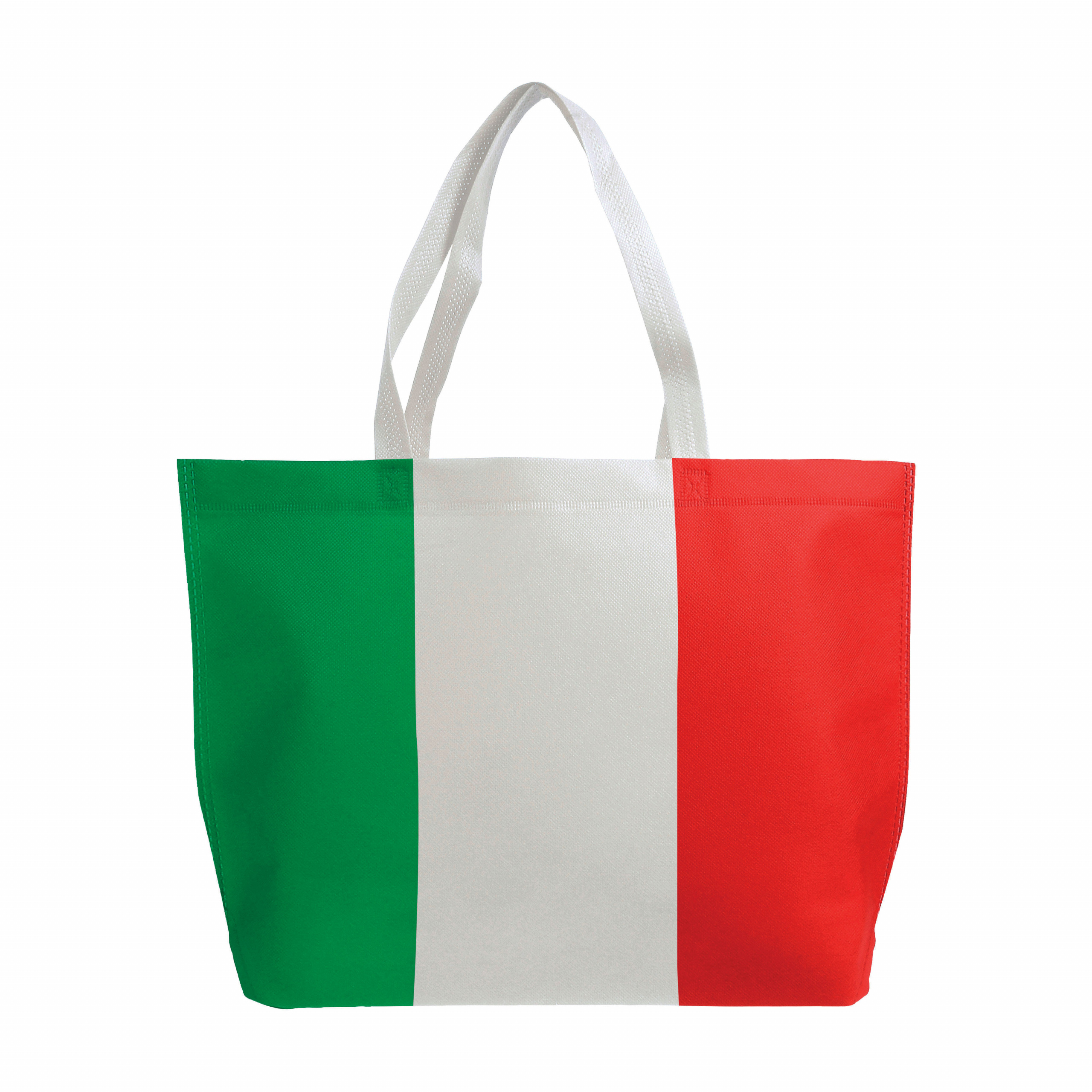 Bolso de compras termoplástico no tejido con refuerzos, asas largas con impresión tricolor, Tricolorit, , , ,