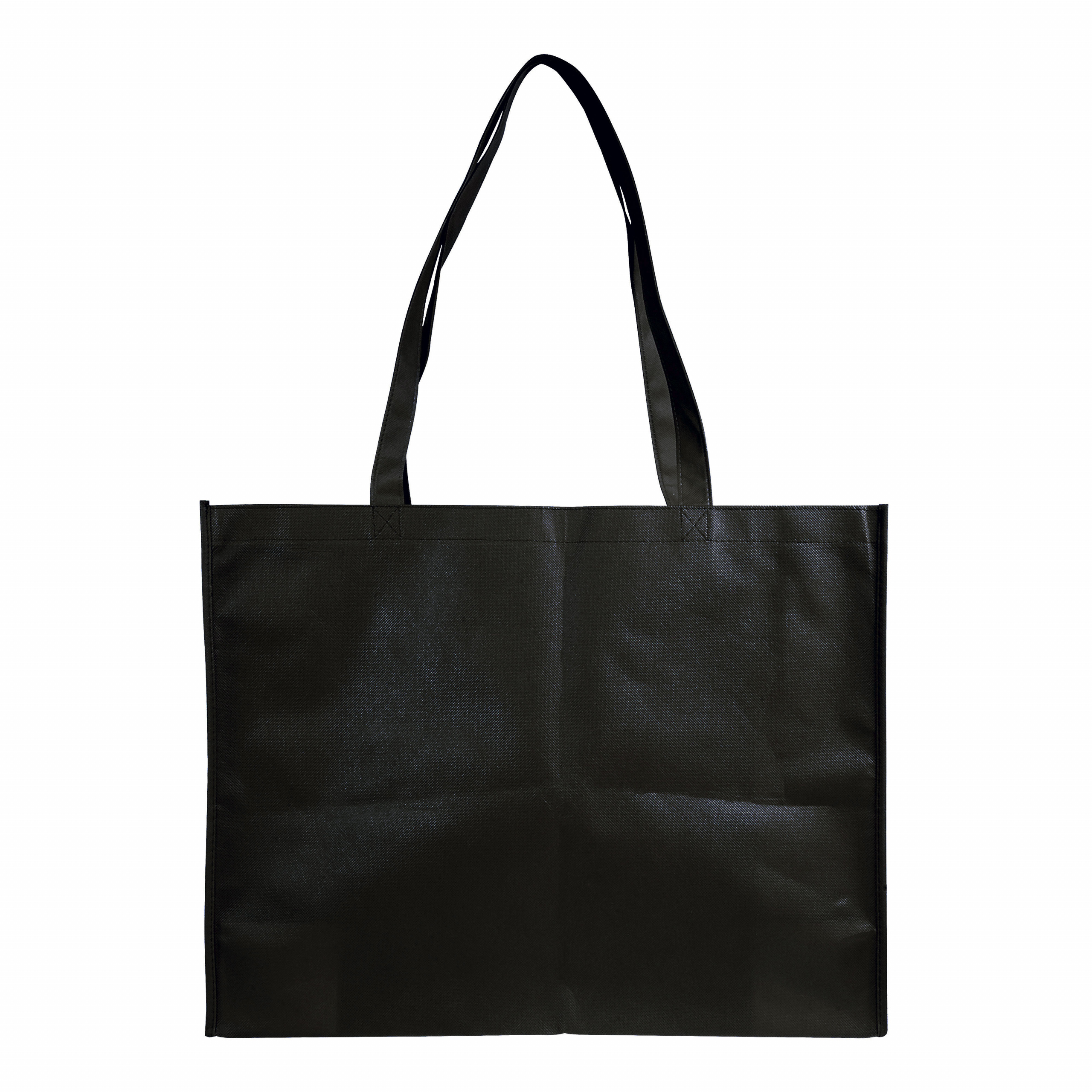 Shopper con fuelle en TNT cosido, asas largas, Negro, , , 100 GSM,