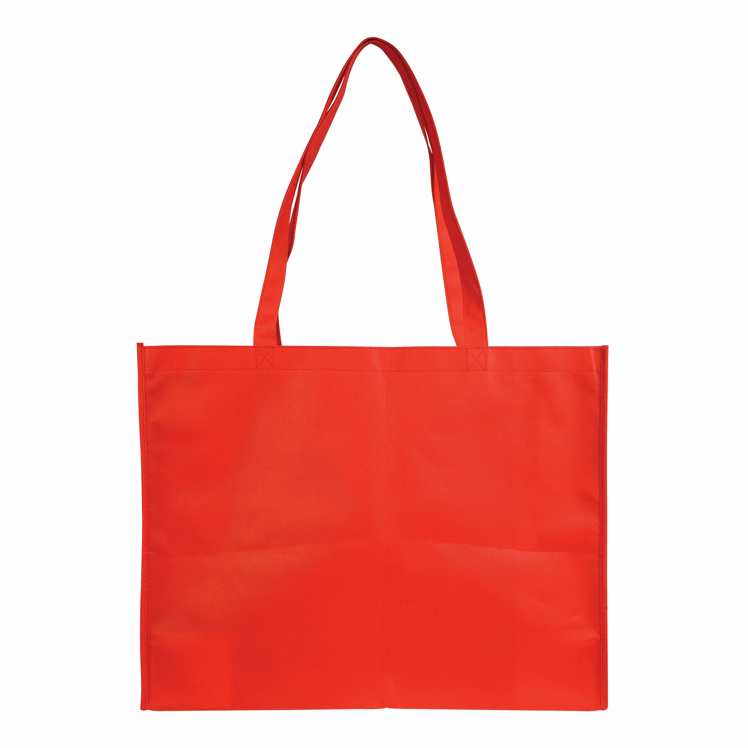 Shopper con fuelle en TNT cosido, asas largas, Rojo, , , 100 GSM,