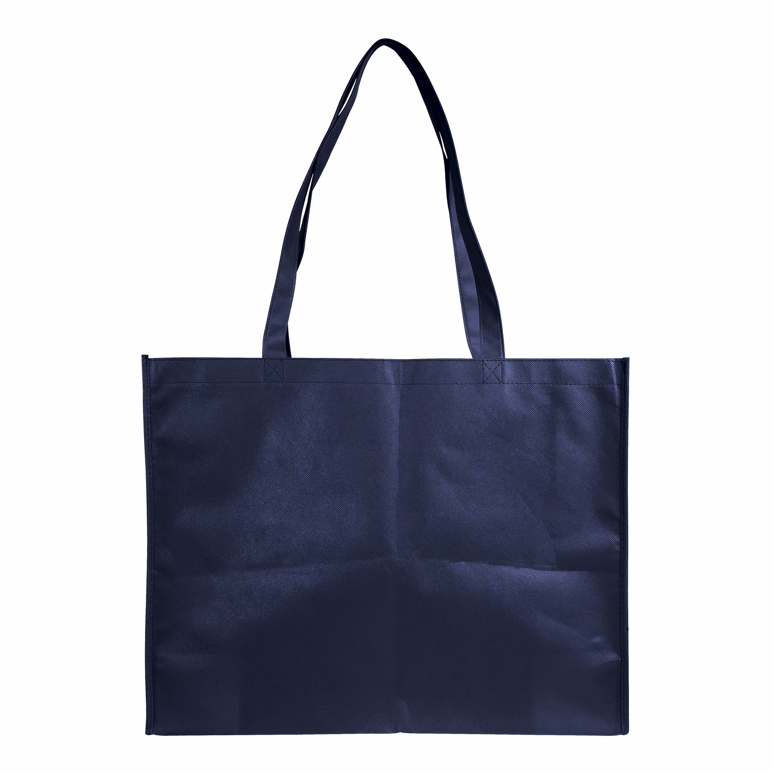 Shopper con fuelle en TNT cosido, asas largas, Azul, , , 100 GSM,