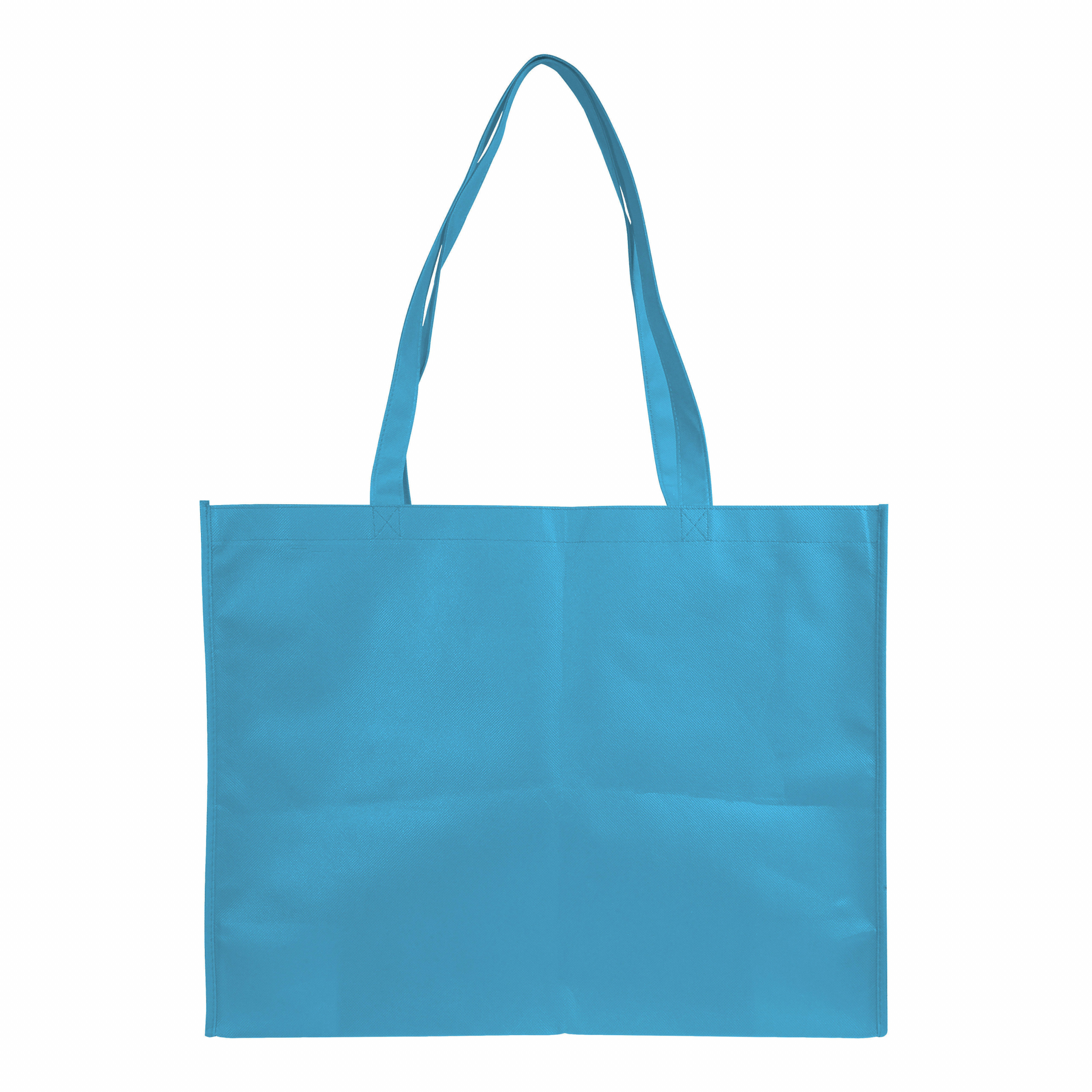 Shopper con fuelle en TNT cosido, asas largas, Celeste, , , 100 GSM,