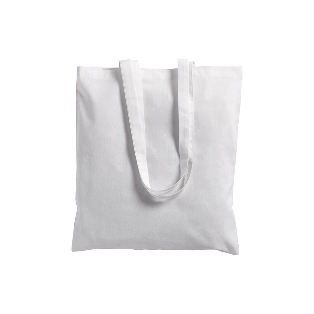 Bolsa de algodón de 180 g / m2 con asas largas y refuerzos, Blanco, , , ,