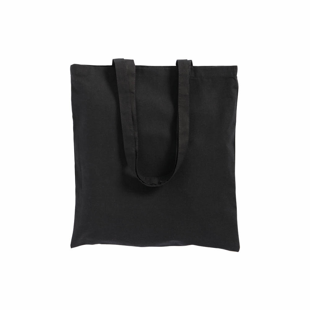 Bolsa de algodón de 180 g / m2 con asas largas y refuerzos, Negro, , , ,