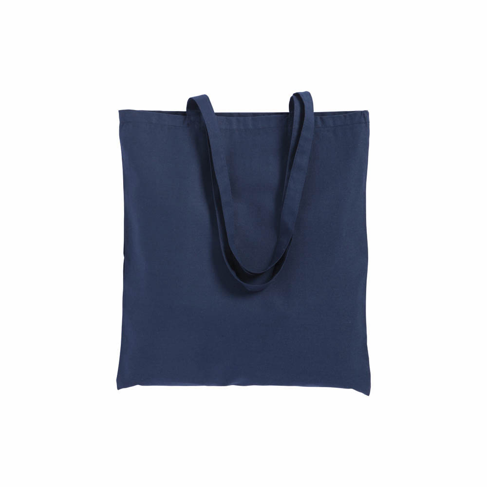 Bolsa de algodón de 180 g / m2 con asas largas y refuerzos, Azul, , , ,