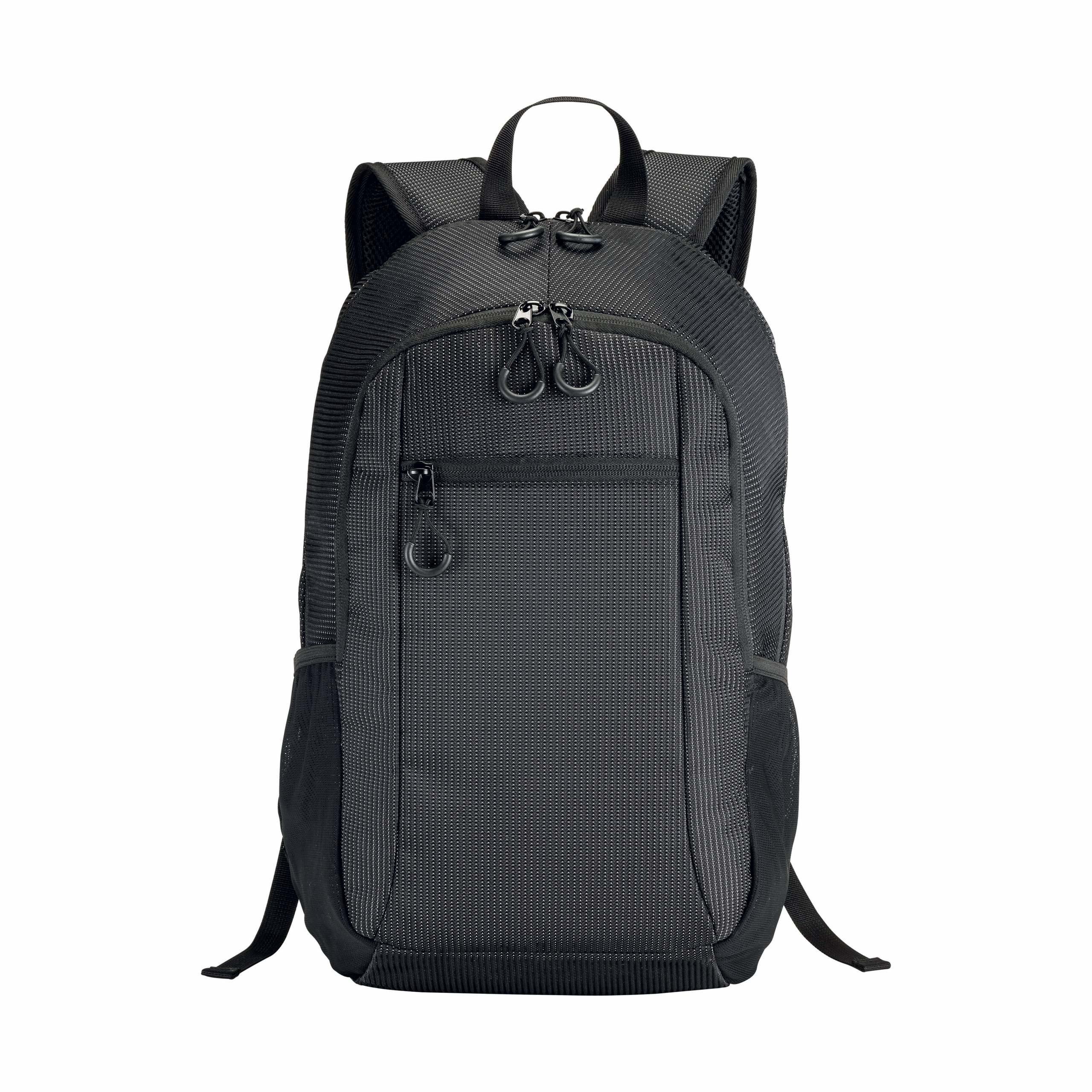 Mochila portátil de nylon Dobby con 3 bolsillos, Negro, , , ,