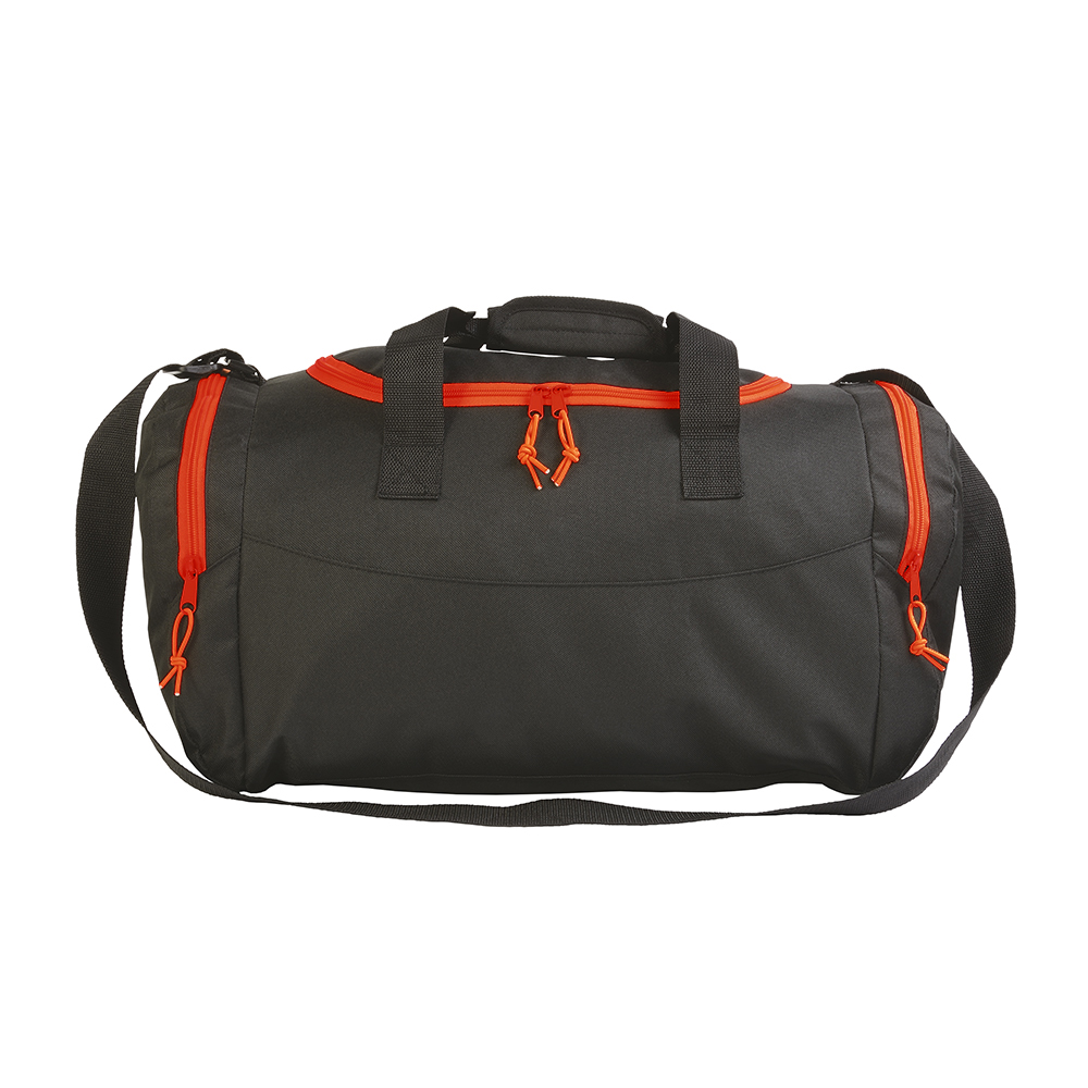Bolsa de deporte de poliéster 600 D con bolsillo porta botas, Negro-rojo, , , ,