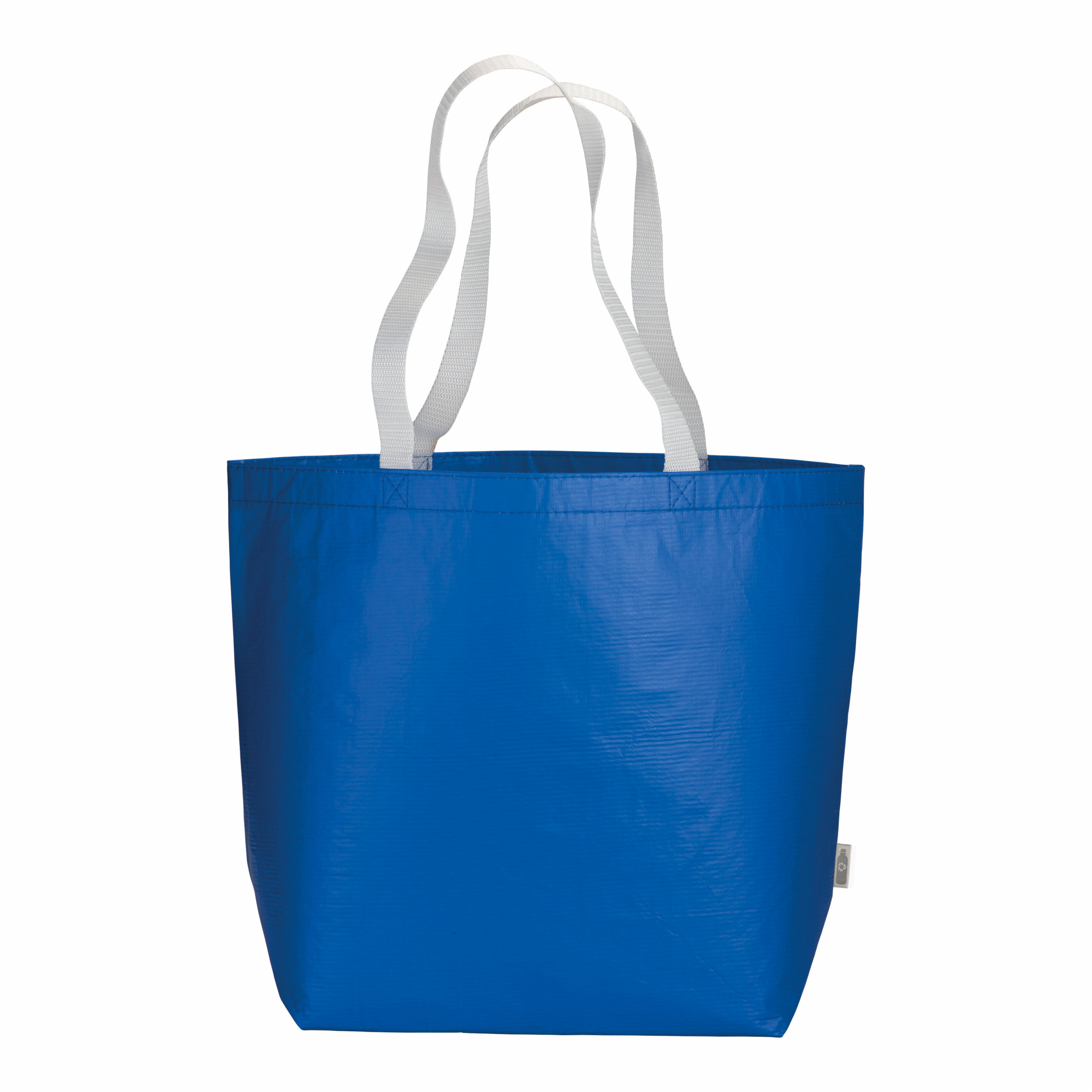Bolsa de RPET laminado con fuelle a la base (PET reciclado) – asas largas de poliéster, Royal, , , ,