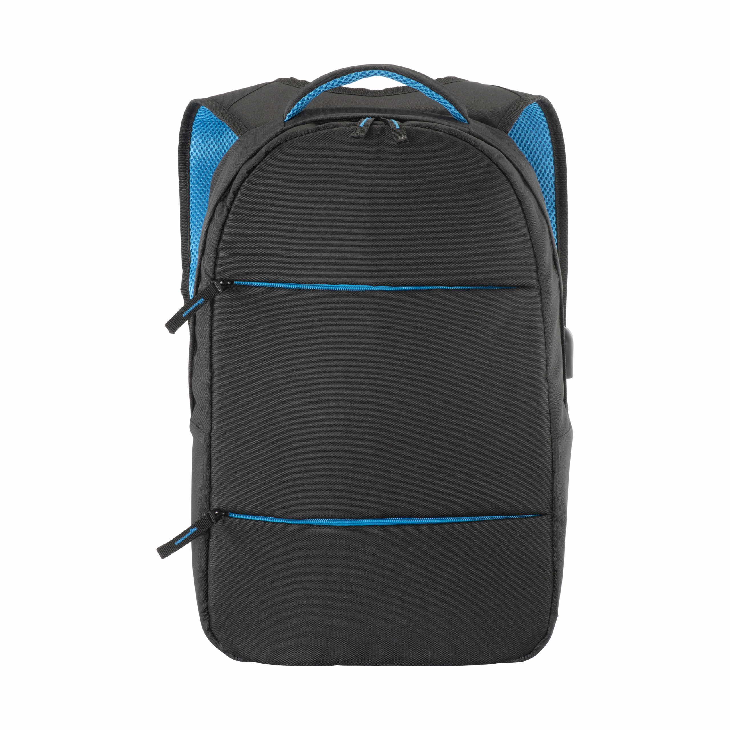 Mochila para ordenador de poliéster. Bolsillo principal para portátil y 3 bolsillos, Celeste, , , 600D,