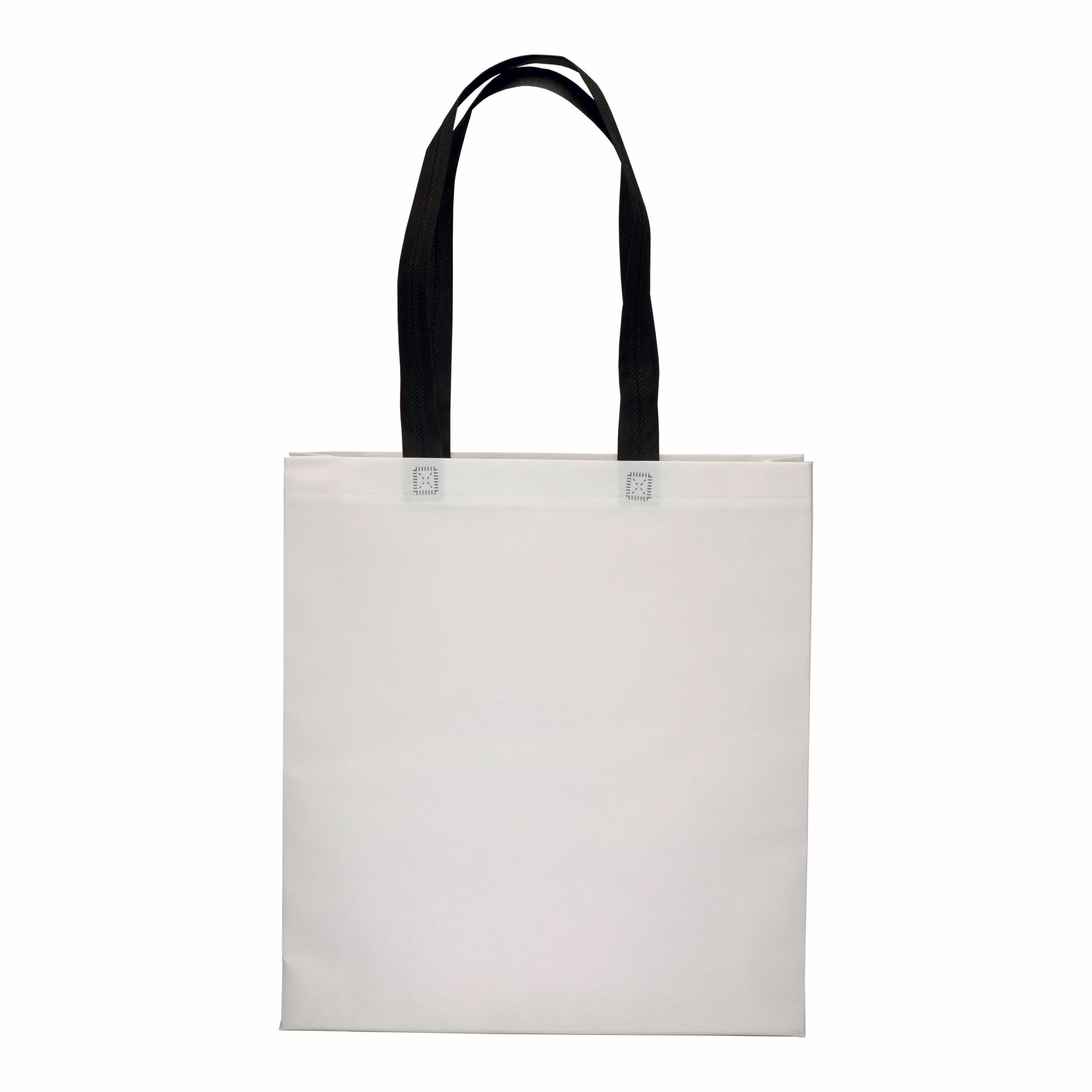 Bolsa de tejido sin tejer termosoldado (80 g/m2), asas largas y fuelle, Negro, , , ,