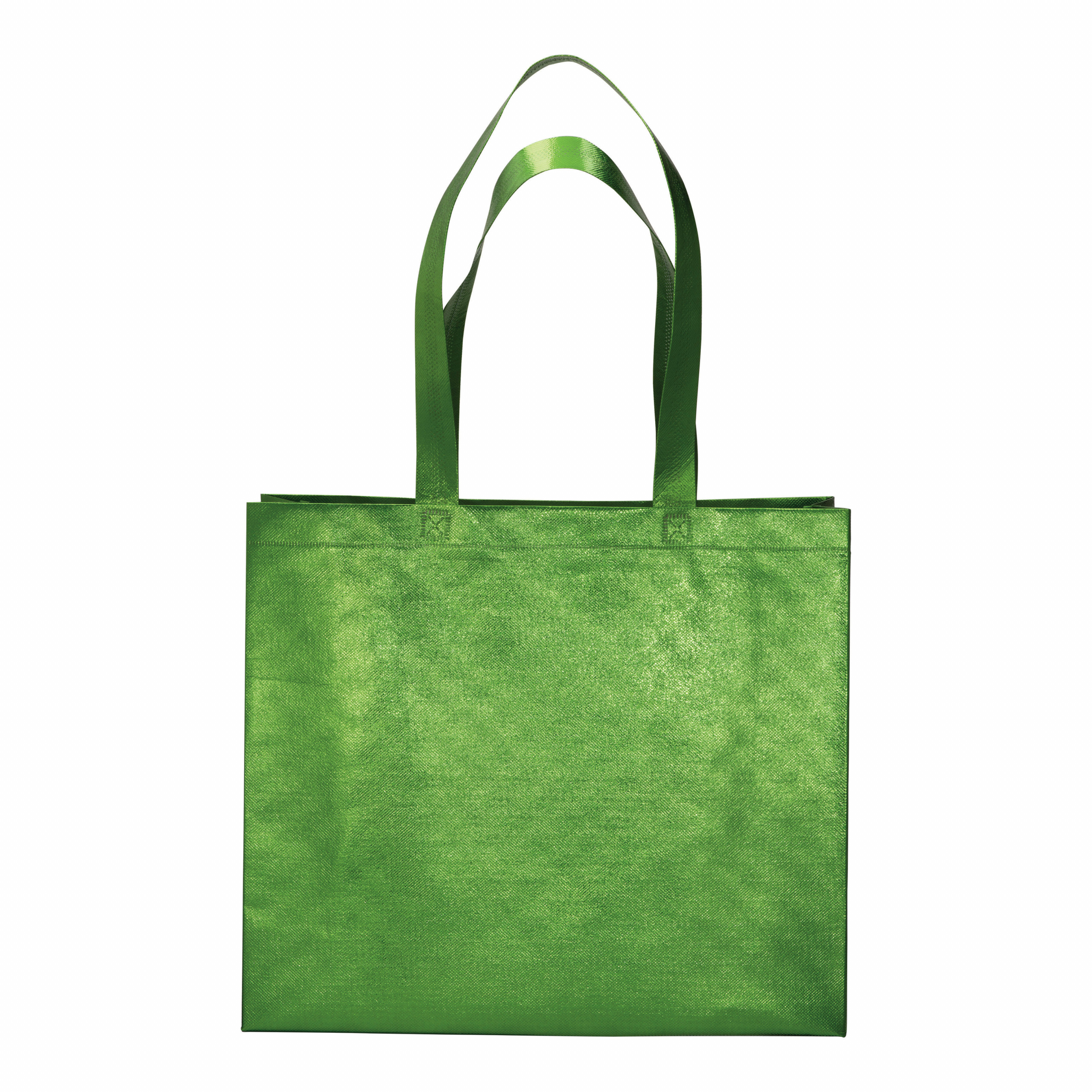 Bolsa con fuelle de tejido sin tejer laminado 100 g/m2  termosoldado, con asas largas, Verde, , , ,