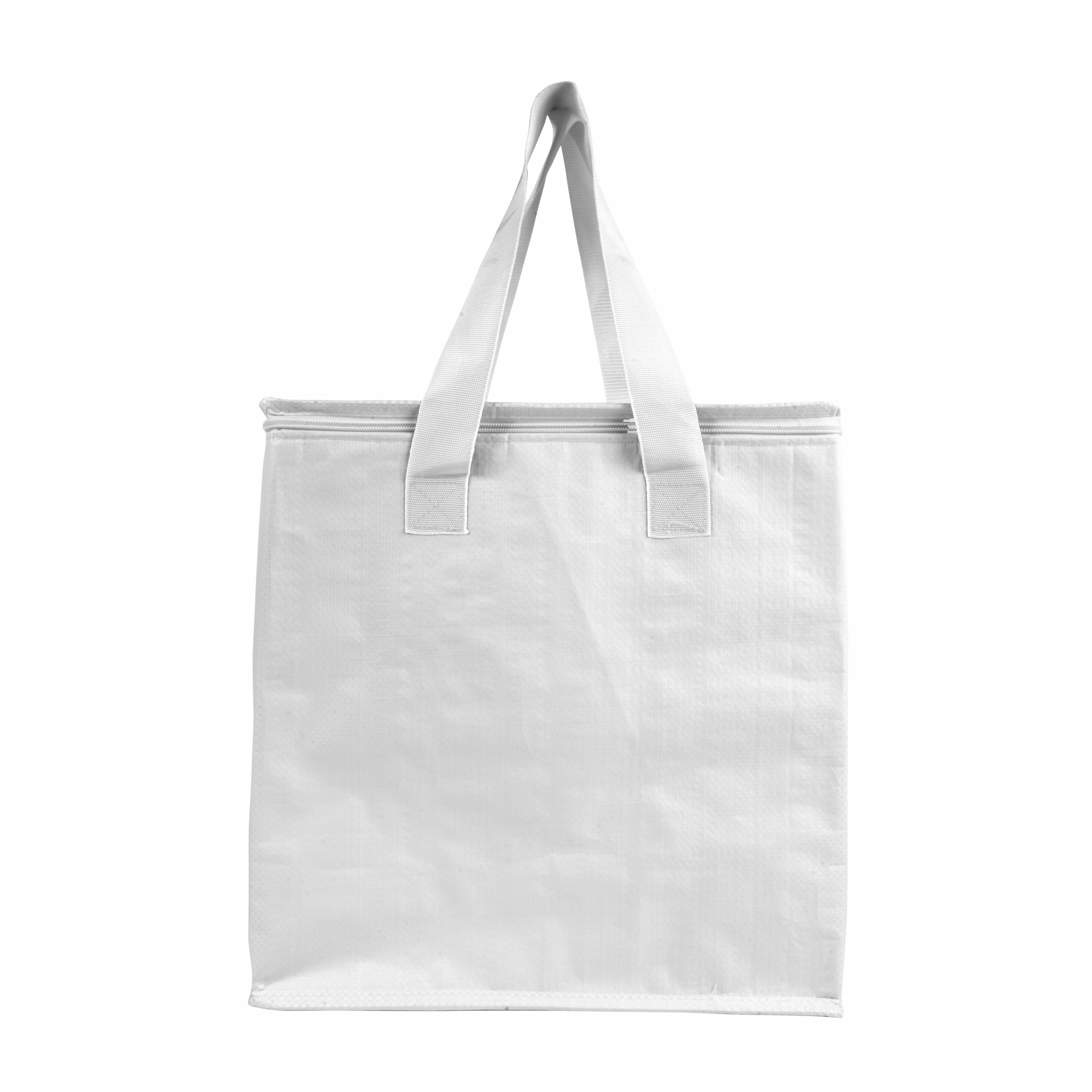 Nevera en PP laminado 120 g / m2, asas de colores, cierre de cremallera, Blanco, , , 120 GSM,