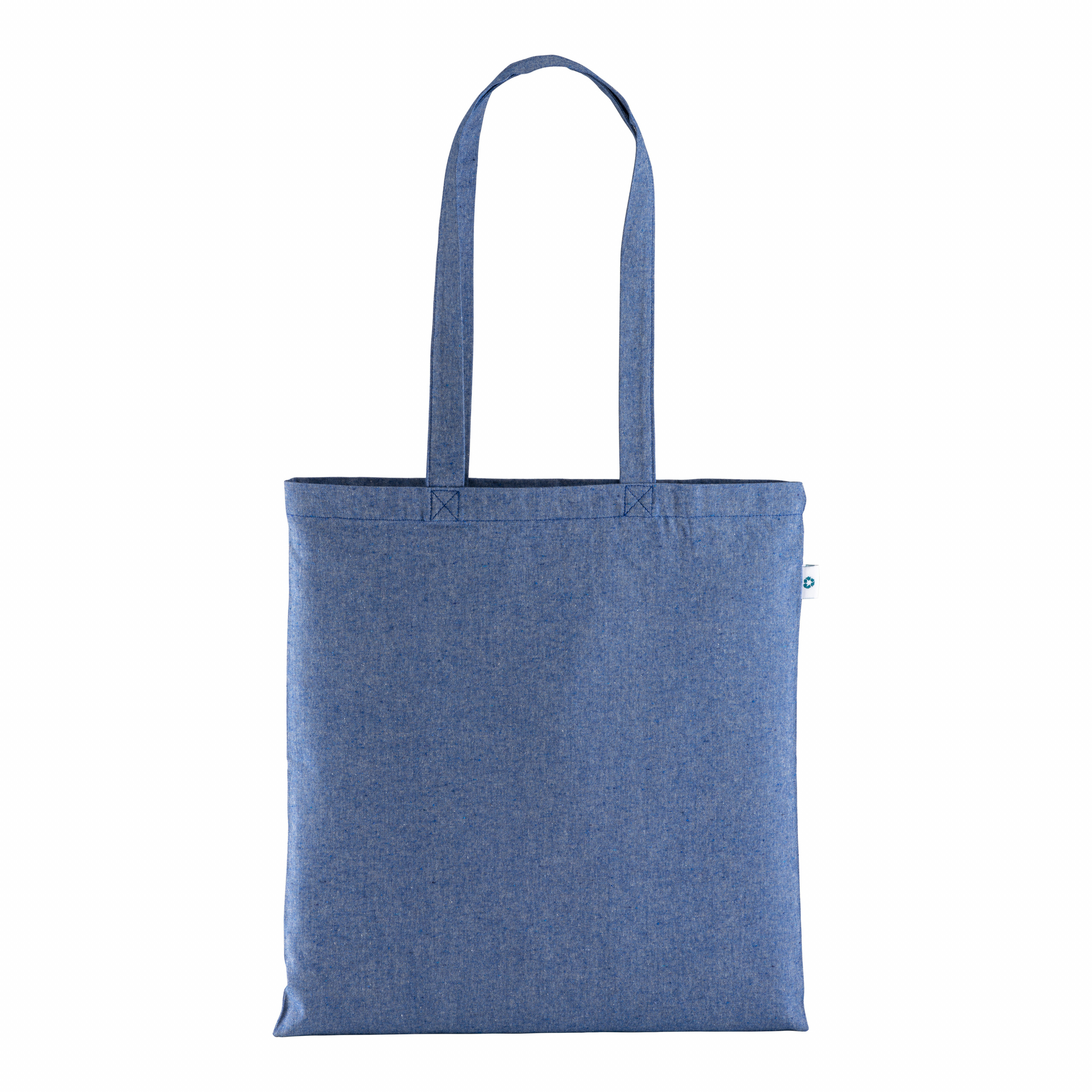 Bolsa de algodón reciclado de 190 g / m2, asas largas, Royal, , , 190 GSM,