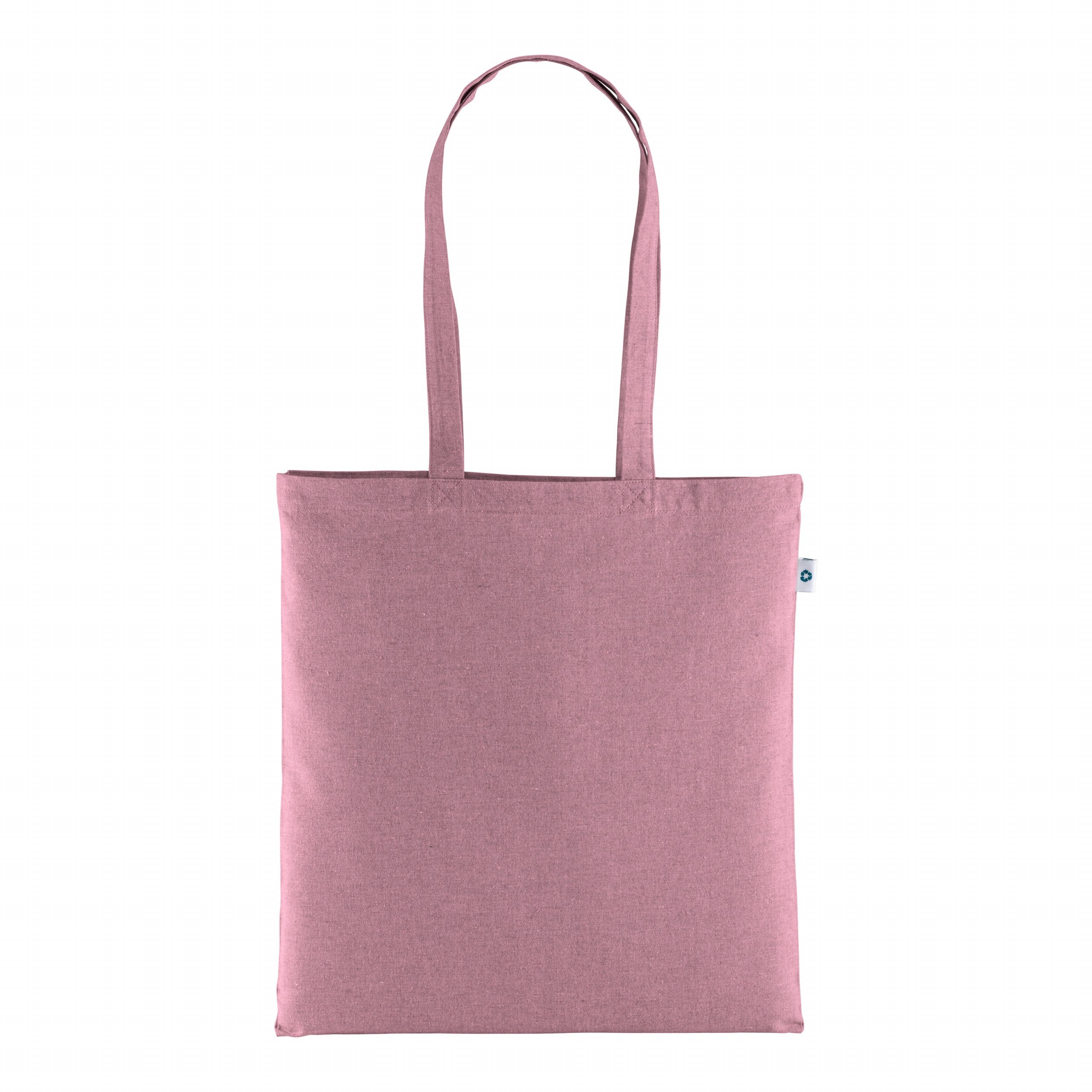 Bolsa de algodón reciclado de 190 g / m2, asas largas, Rosado, , , 190 GSM,
