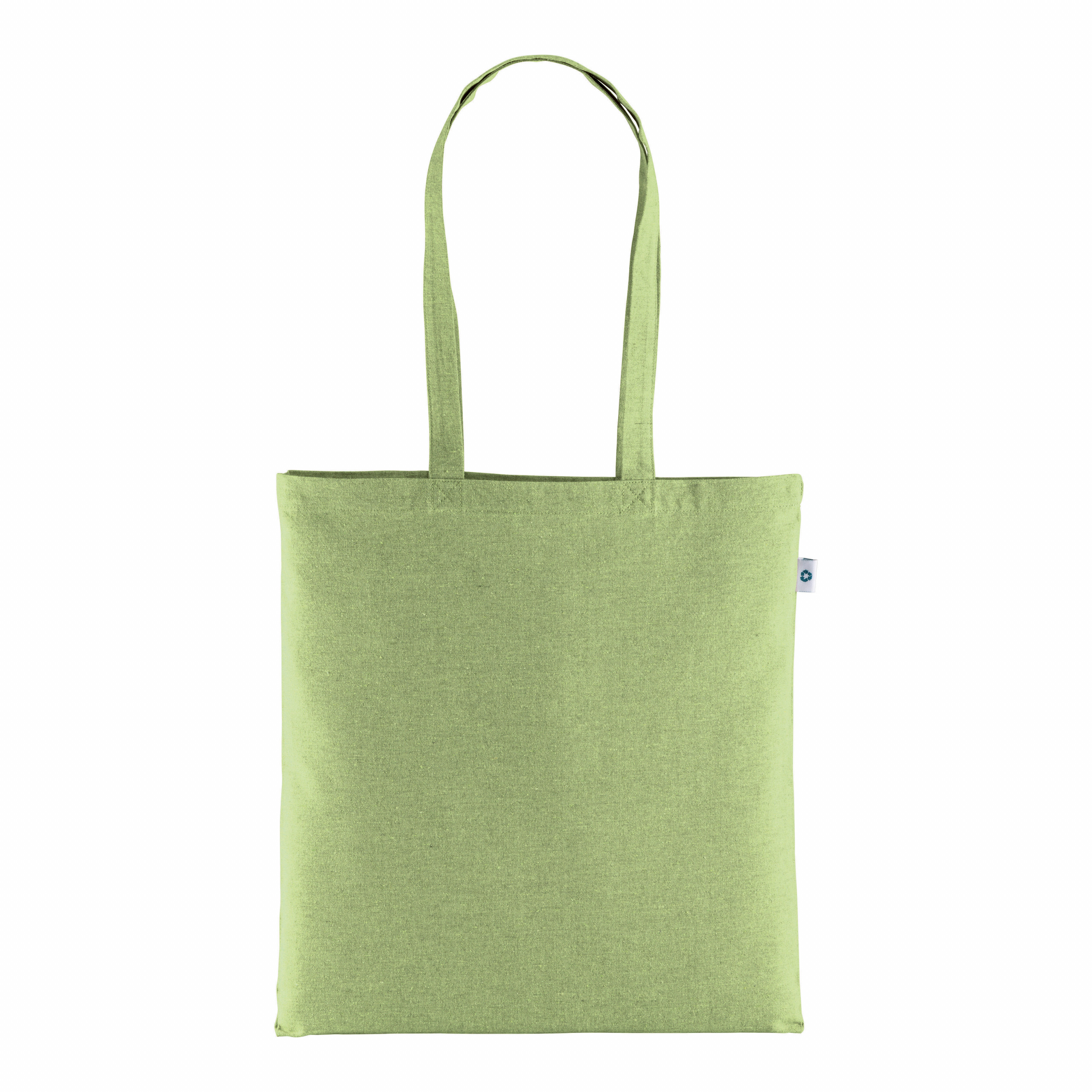 Bolsa de algodón reciclado de 190 g / m2, asas largas, Verde metz, , , 190 GSM,