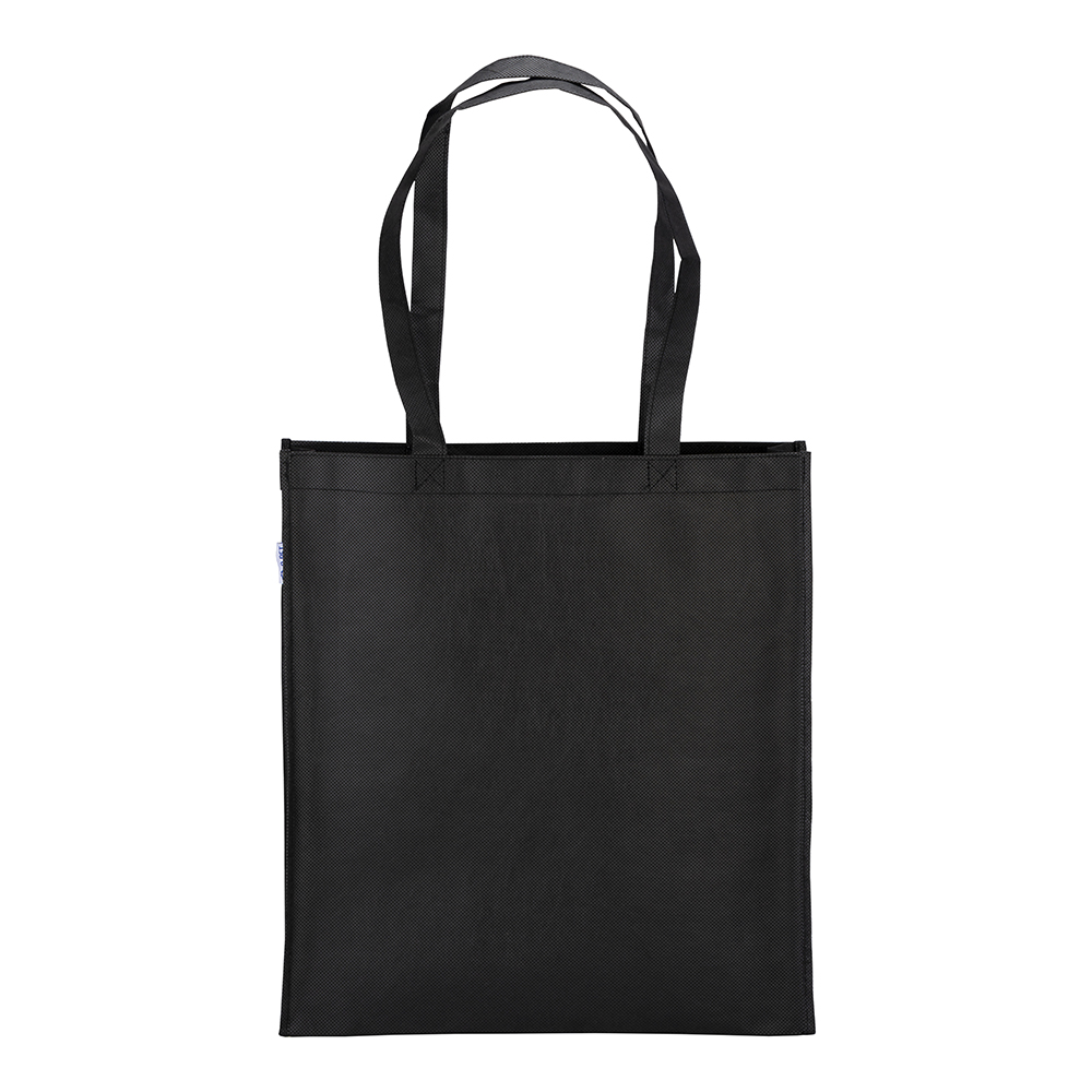 Shopper iBolsa de PET reciclado 80 g/m2, Asas largas y fuelle, Negro, , , ,