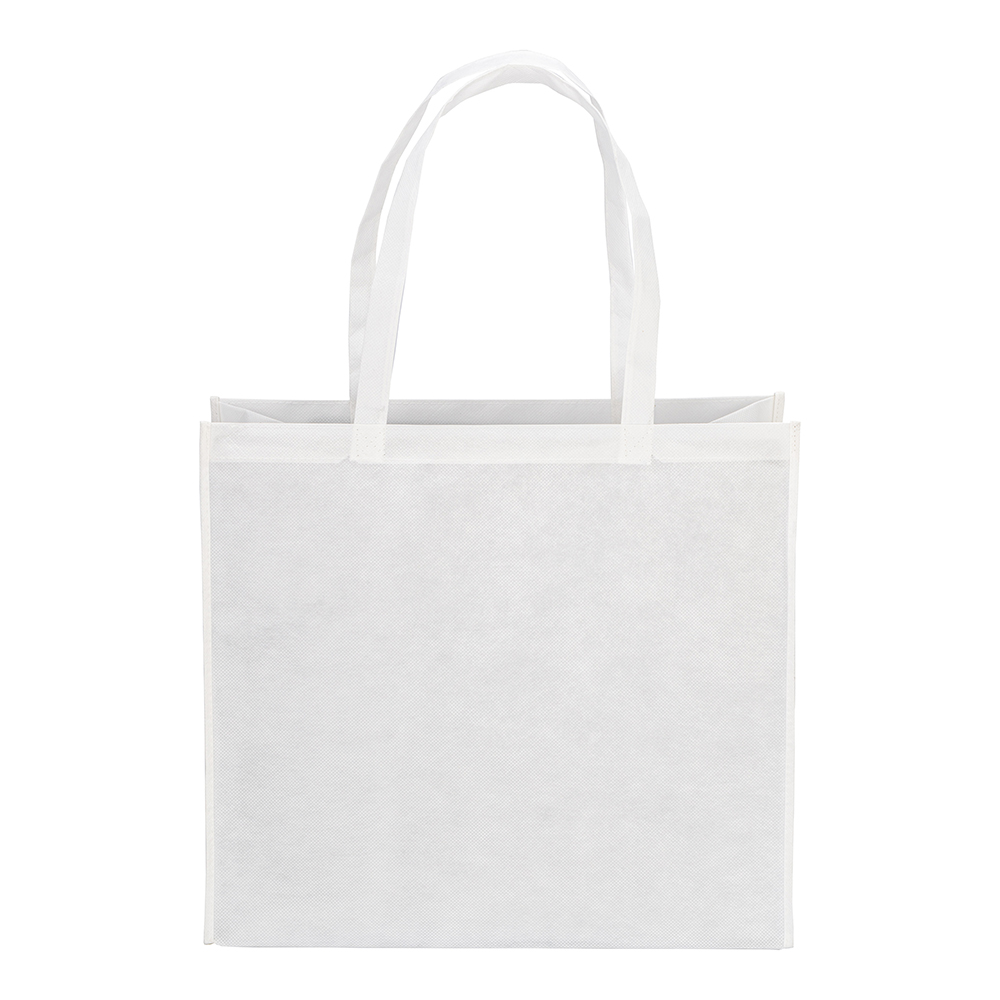 Bolsa de PET reciclado 80 g/m2, asas largas y fuelle, Blanco, , , ,