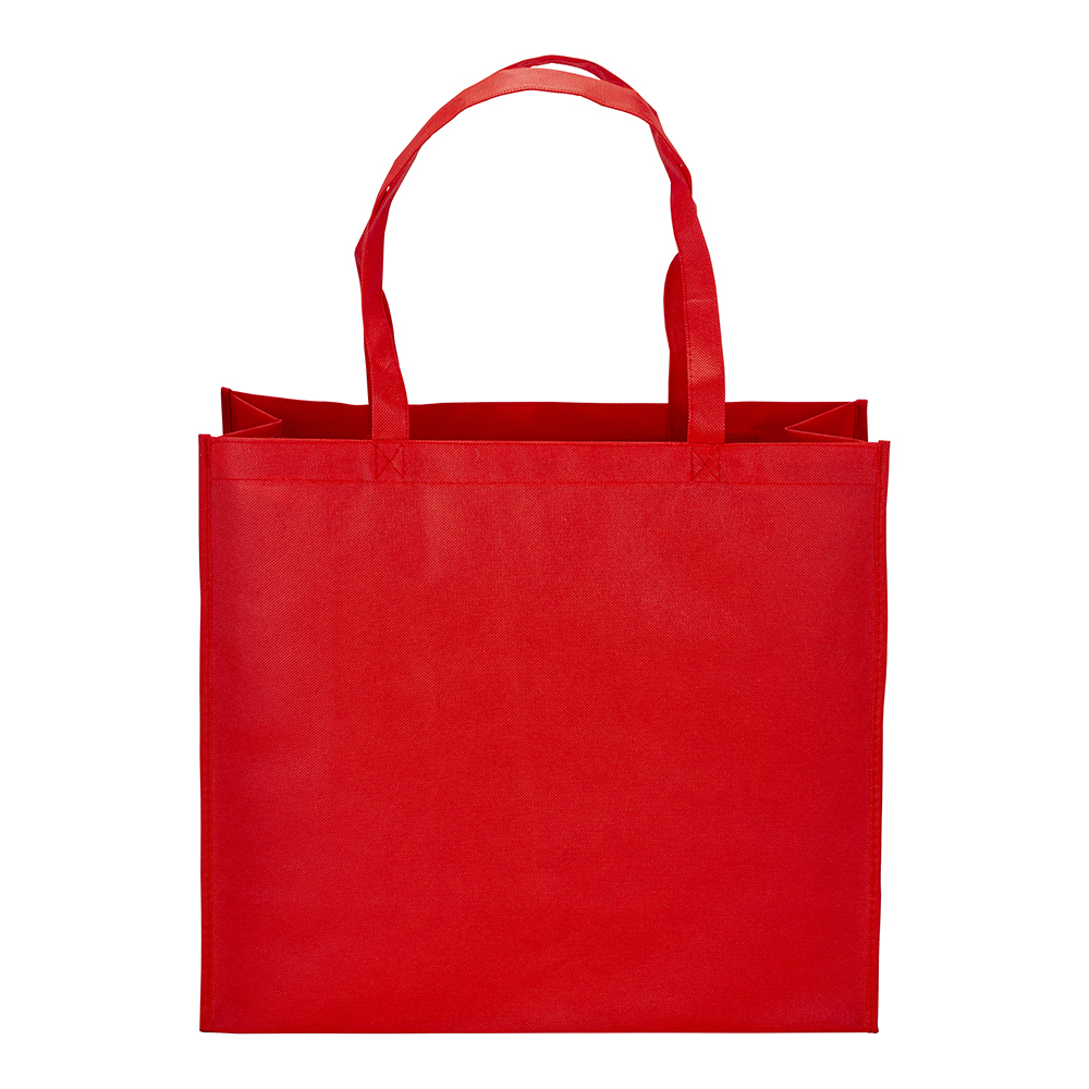 Bolsa de PET reciclado 80 g/m2, asas largas y fuelle, Rojo, , , ,